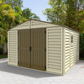 DuraMax 10.5ft x 10.5 ft Woodbridge Plus Plastic Vinyl Shed w/ Foundation Kit & Window 40224