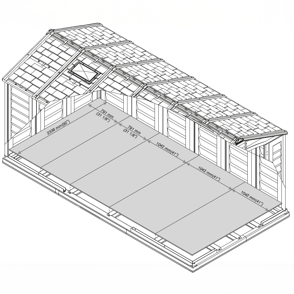 Duramax 15 x 8 Apex Pro Plastic Vinyl Shed with Foundation, 2 Windows and 2 Doors 40216