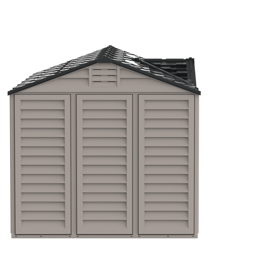 Duramax 15 x 8 Apex Pro Plastic Vinyl Shed with Foundation, 2 Windows and 2 Doors 40216