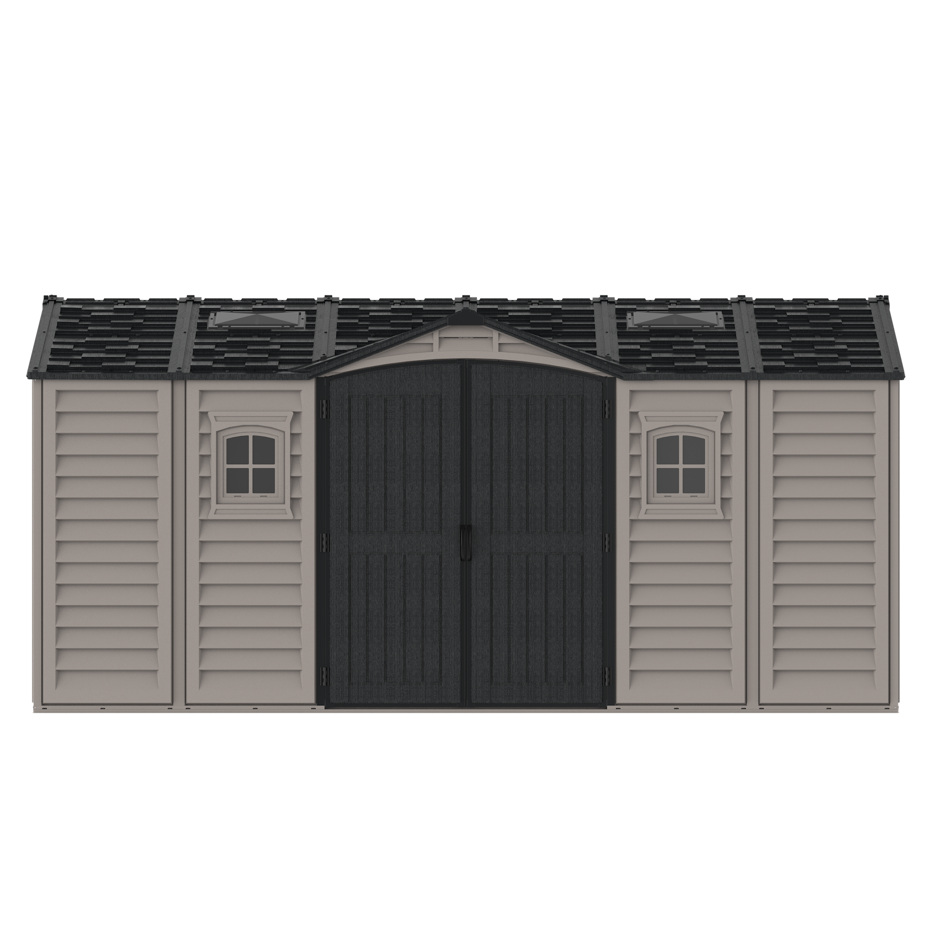 Duramax 15 x 8 Apex Pro Plastic Vinyl Shed with Foundation, 2 Windows and 2 Doors 40216