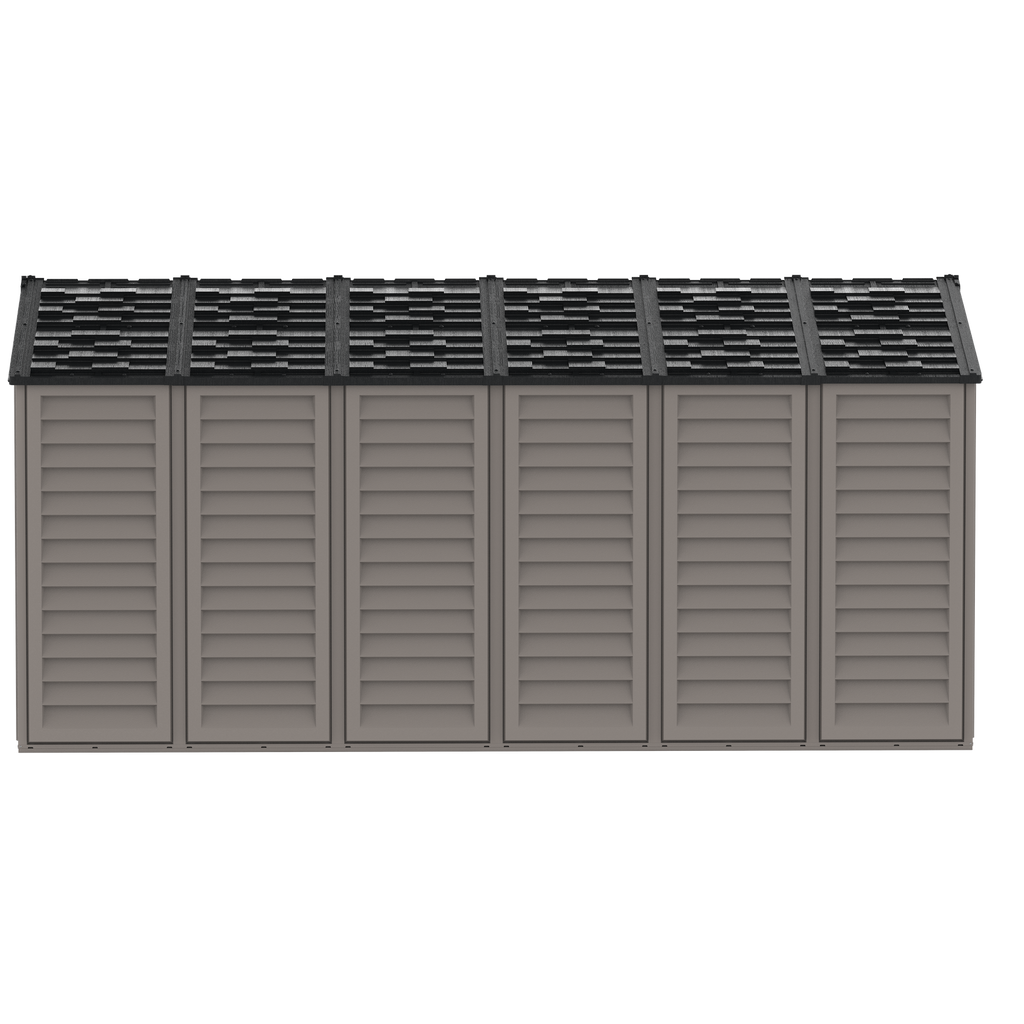 Duramax 15 x 8 Apex Pro Plastic Vinyl Shed with Foundation, 2 Windows and 2 Doors 40216
