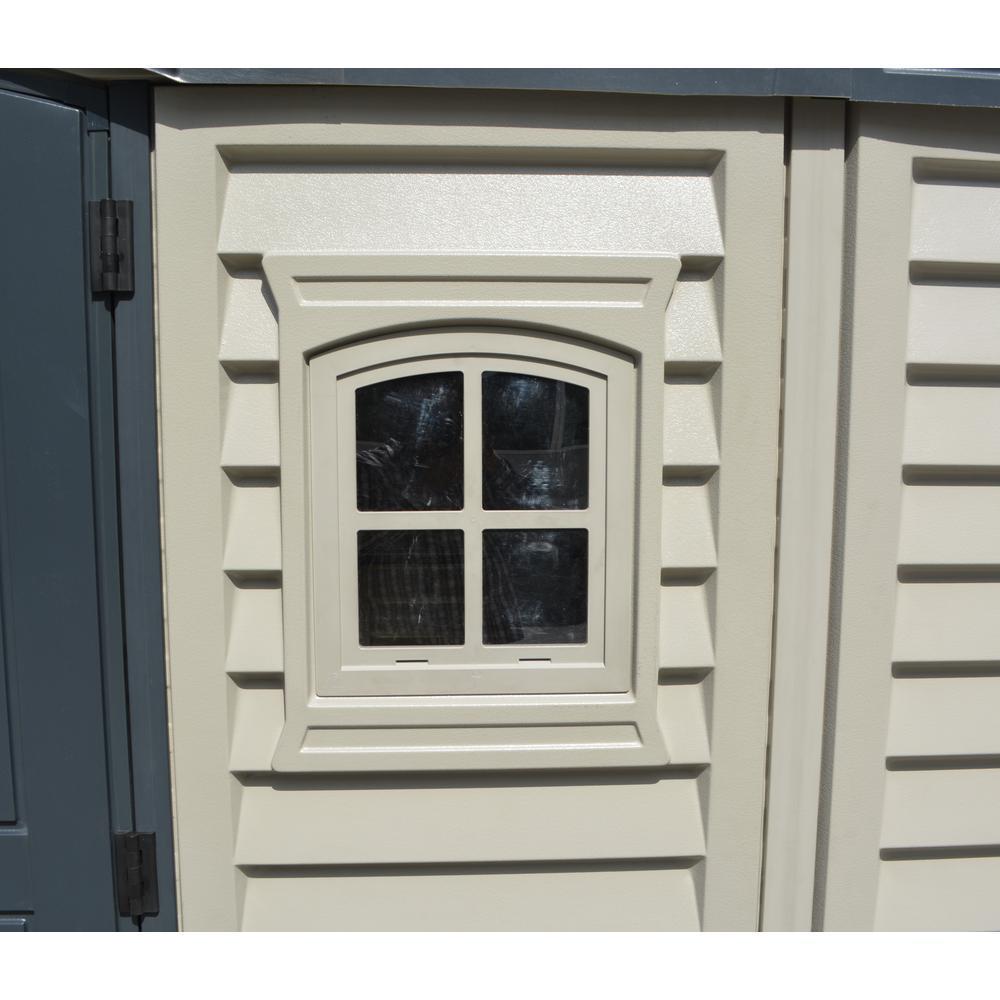 Duramax 15 x 8 Apex Pro Plastic Vinyl Shed with Foundation, 2 Windows and 2 Doors 40216