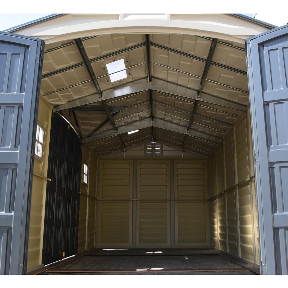 Duramax 15 x 8 Apex Pro Plastic Vinyl Shed with Foundation, 2 Windows and 2 Doors 40216