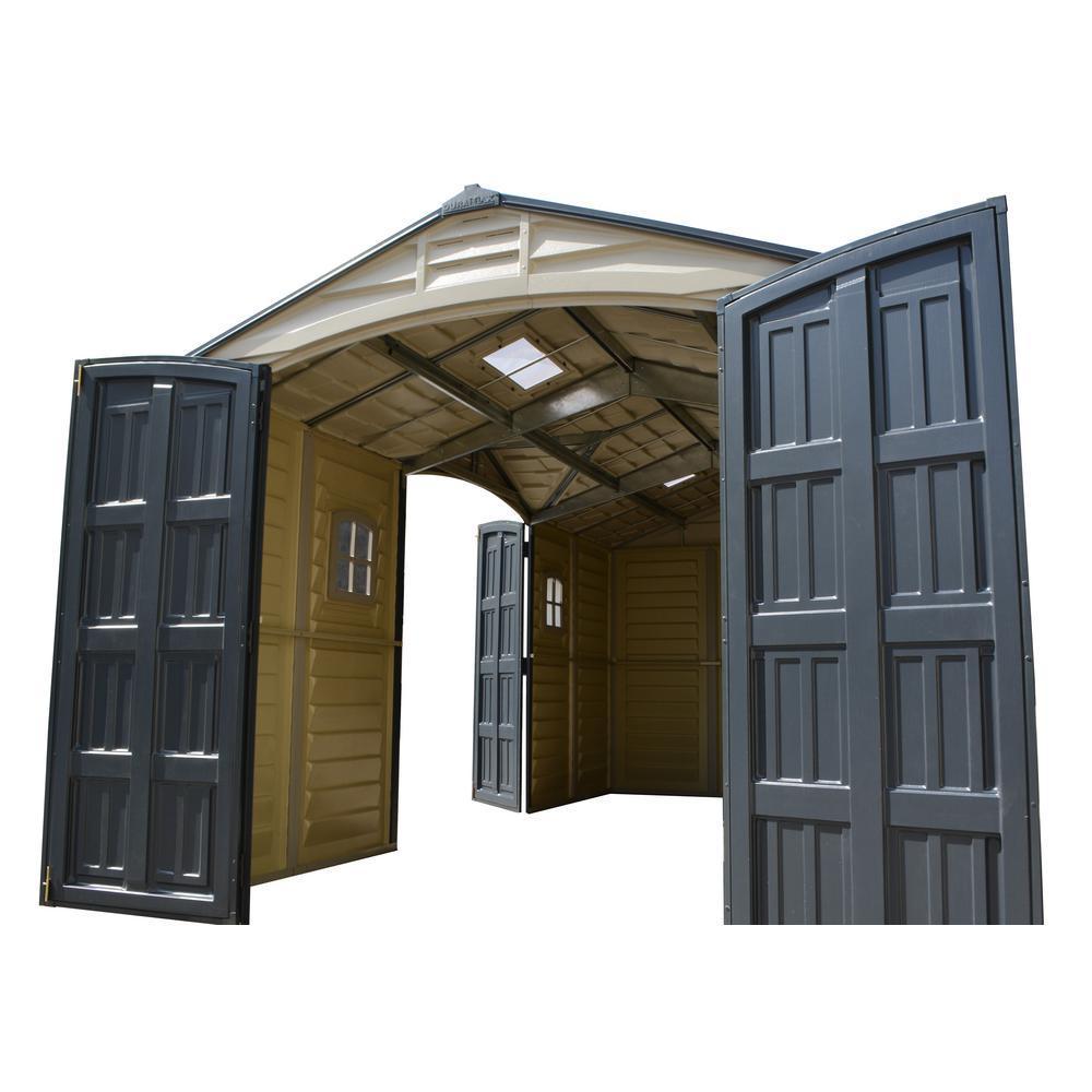 Duramax 15 x 8 Apex Pro Plastic Vinyl Shed with Foundation, 2 Windows and 2 Doors 40216