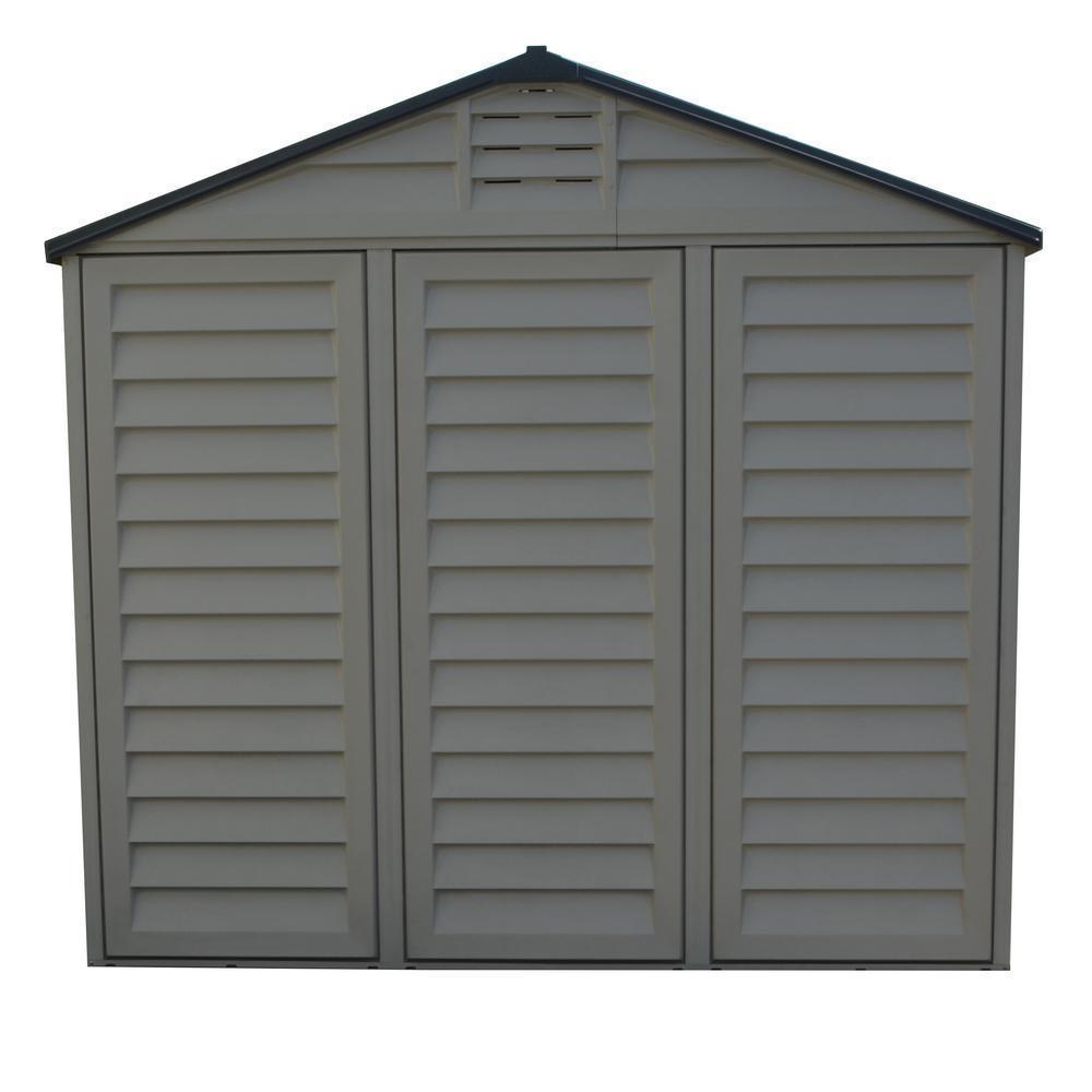 Duramax 15 x 8 Apex Pro Plastic Vinyl Shed with Foundation, 2 Windows and 2 Doors 40216