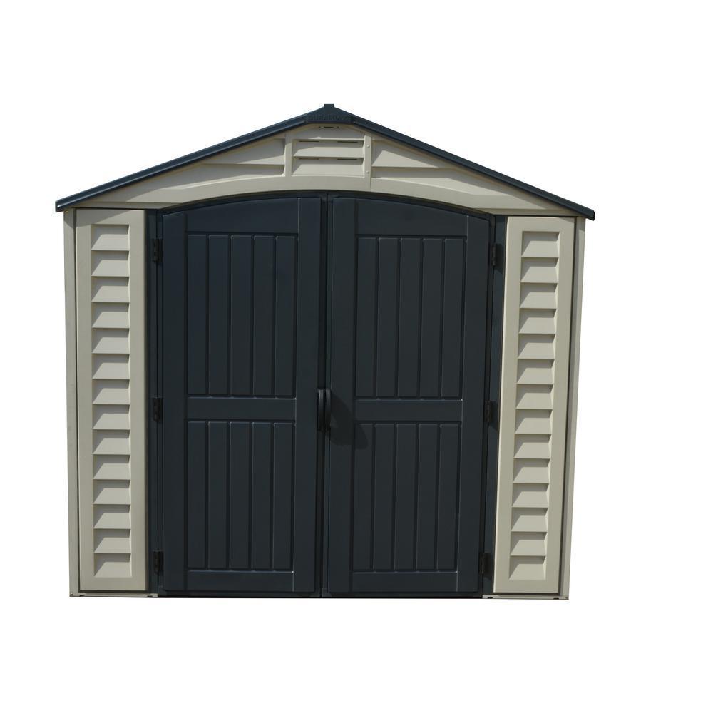 Duramax 15 x 8 Apex Pro Plastic Vinyl Shed with Foundation, 2 Windows and 2 Doors 40216