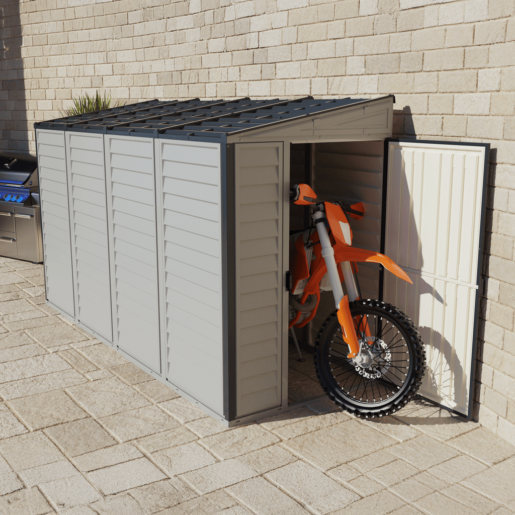 Duramax 4ft x 10ft Sidemate Plus Plastic Vinyl Resin Outdoor Storage Shed With Foundation Kit 36725
