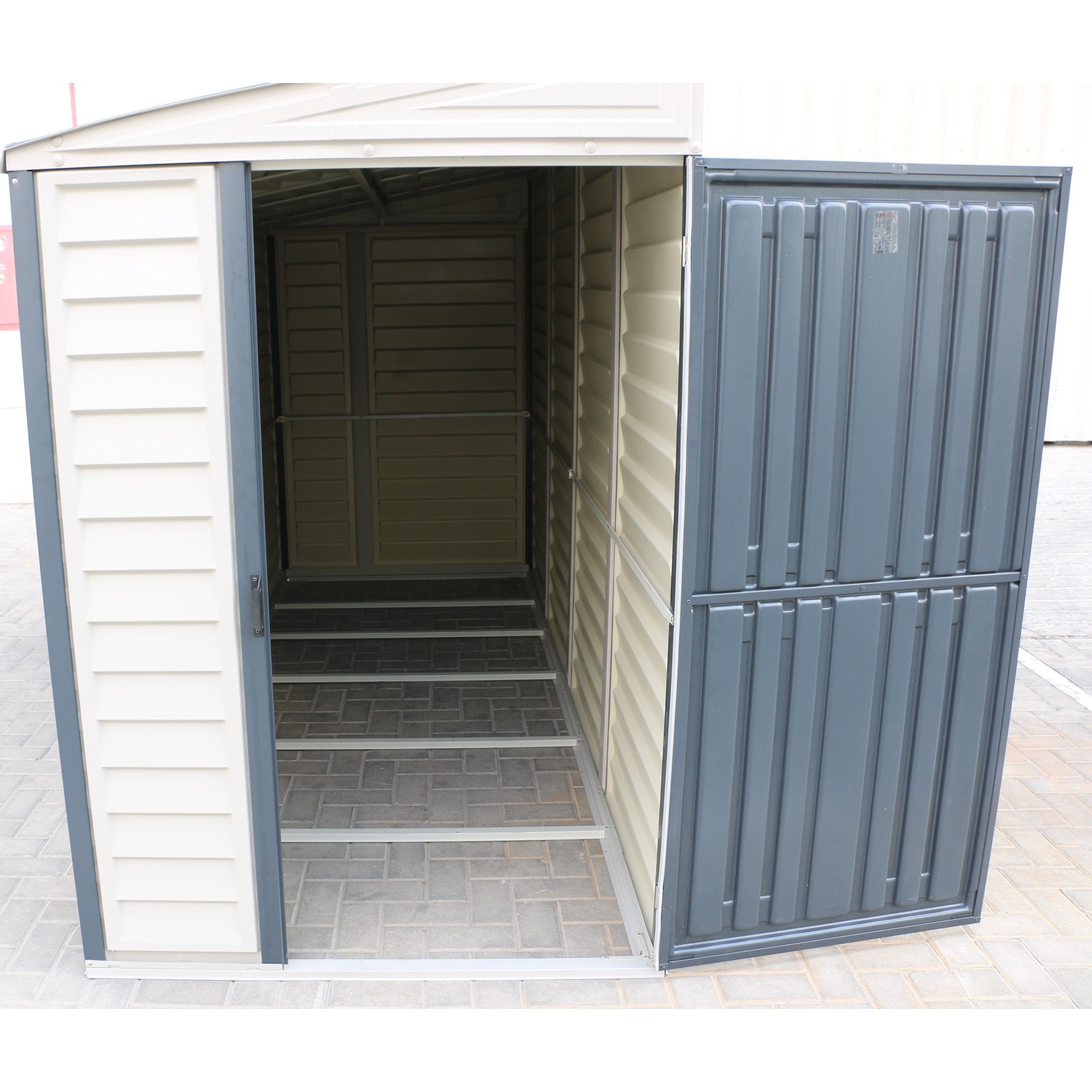 Duramax 4ft x 10ft Sidemate Plus Plastic Vinyl Resin Outdoor Storage Shed With Foundation Kit 36725