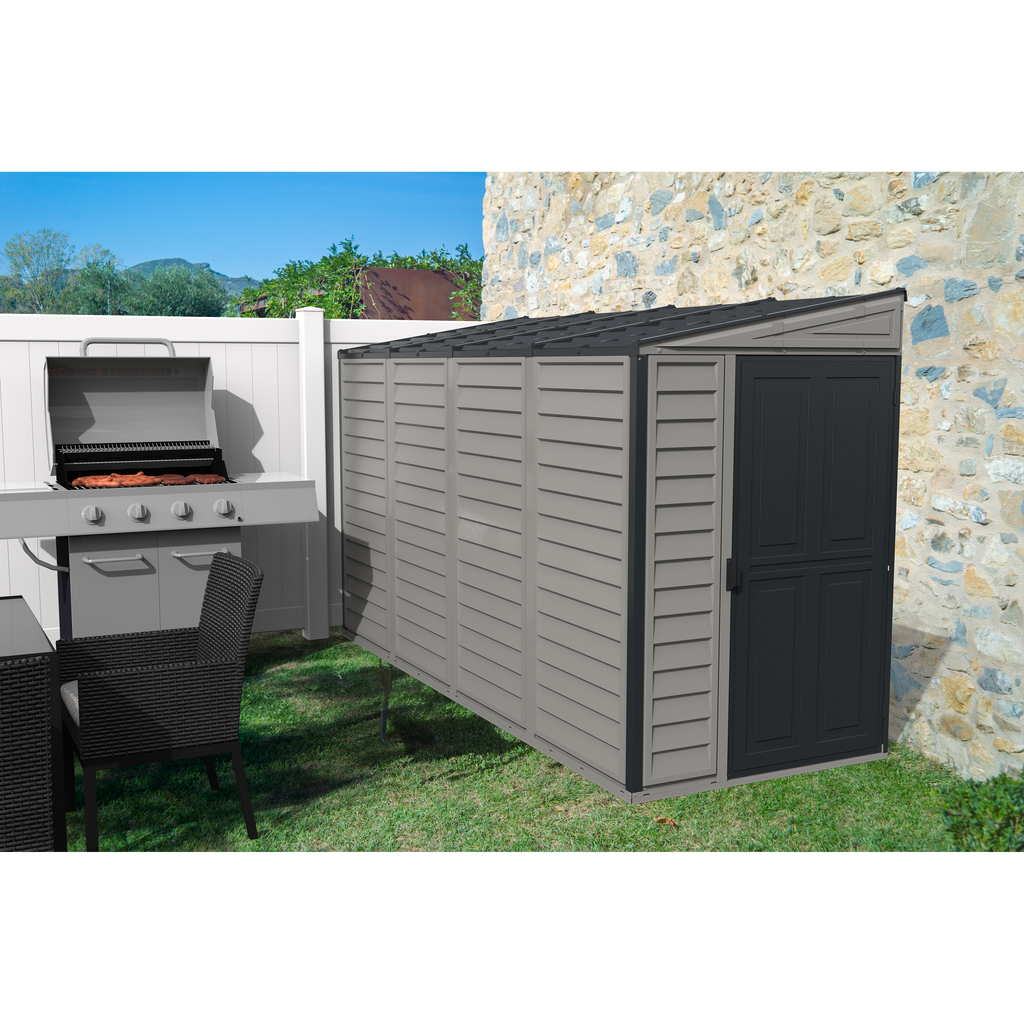 Duramax 4ft x 10ft Sidemate Plus Plastic Vinyl Resin Outdoor Storage Shed With Foundation Kit 36725