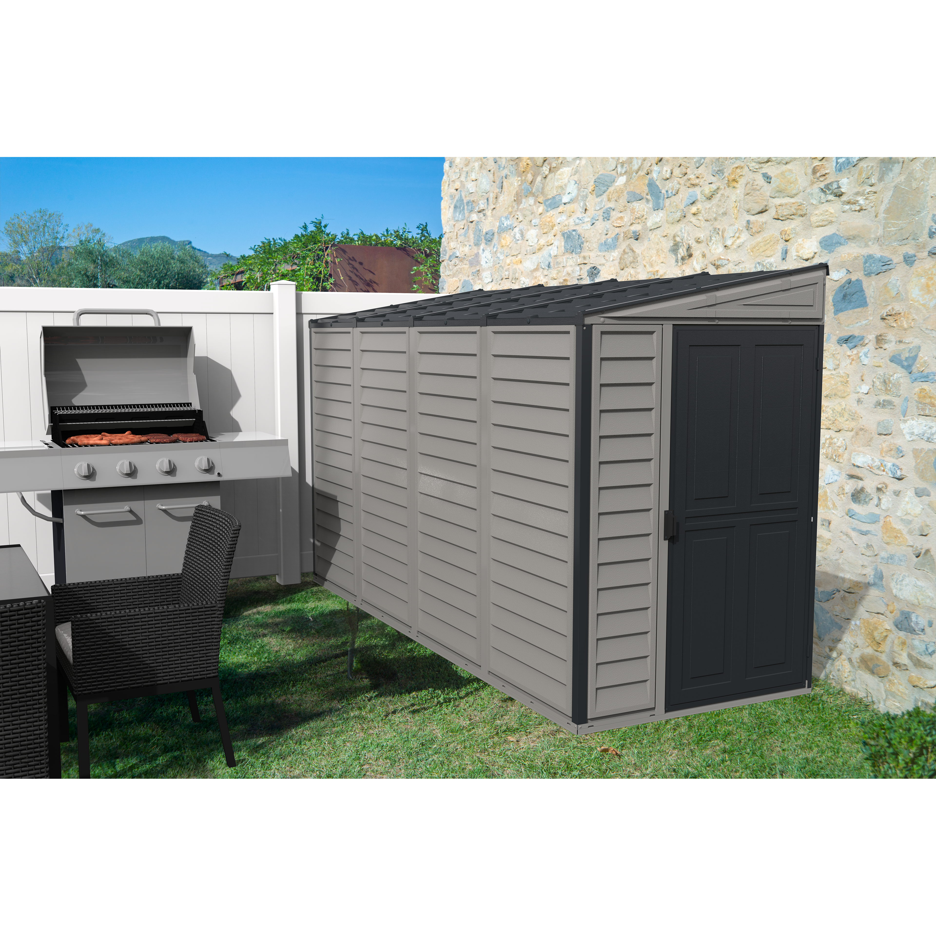 Duramax 4ft x 10ft Sidemate Plus Plastic Vinyl Resin Outdoor Storage Shed With Foundation Kit 36725