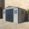 Duramax Woodside Plus 10.5x8 Plastic Vinyl Resin Outdoor Storage Shed With Foundation Kit 30227