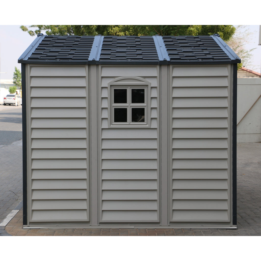 Duramax Woodside Plus 10.5x8 Plastic Vinyl Resin Outdoor Storage Shed With Foundation Kit 30227