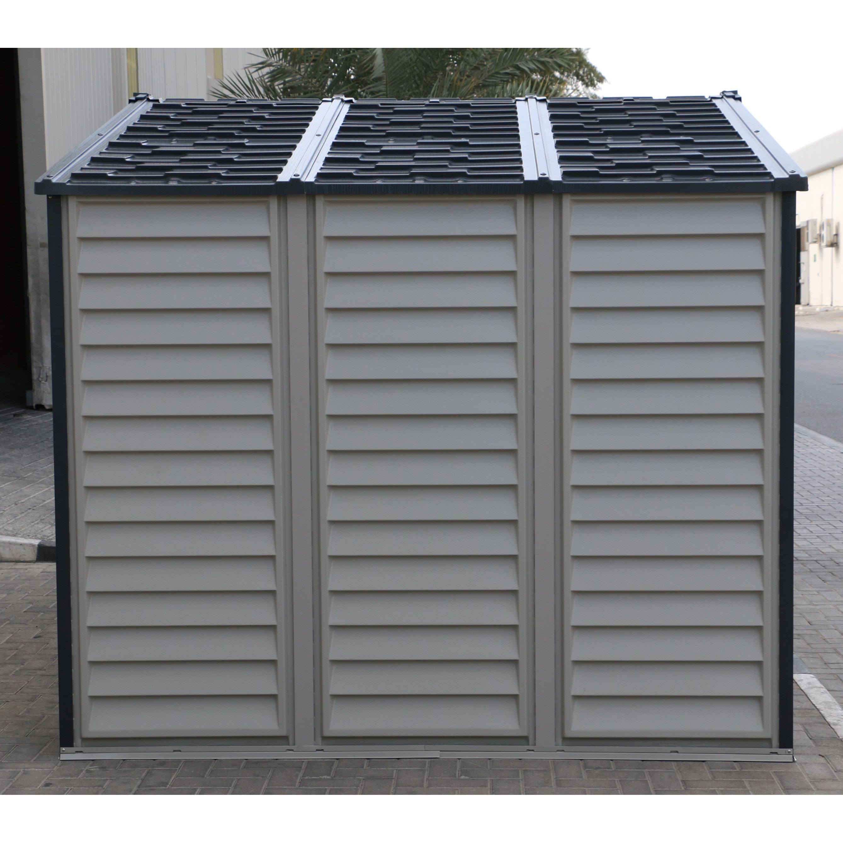 Duramax Woodside Plus 10.5x8 Plastic Vinyl Resin Outdoor Storage Shed With Foundation Kit 30227