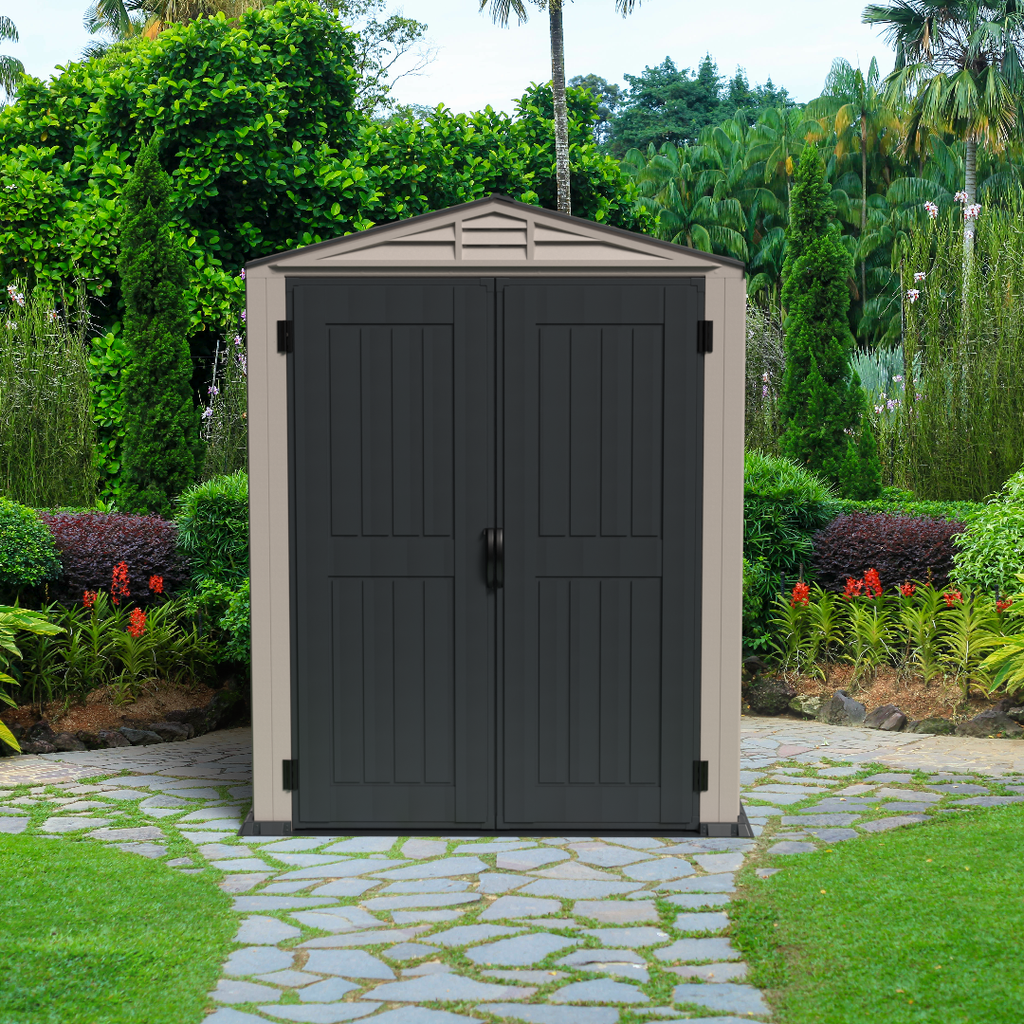 Duramax YardMate Plus 5 ft. 6 in. x 5ft. 6 in. Gray Plastic Vinyl Storage Shed with Molded Floor 35525