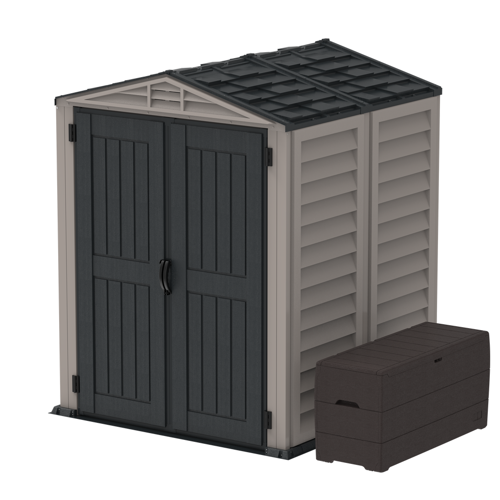 Duramax YardMate Plus 5 ft. 6 in. x 5ft. 6 in. Gray Plastic Vinyl Storage Shed with Molded Floor 35525