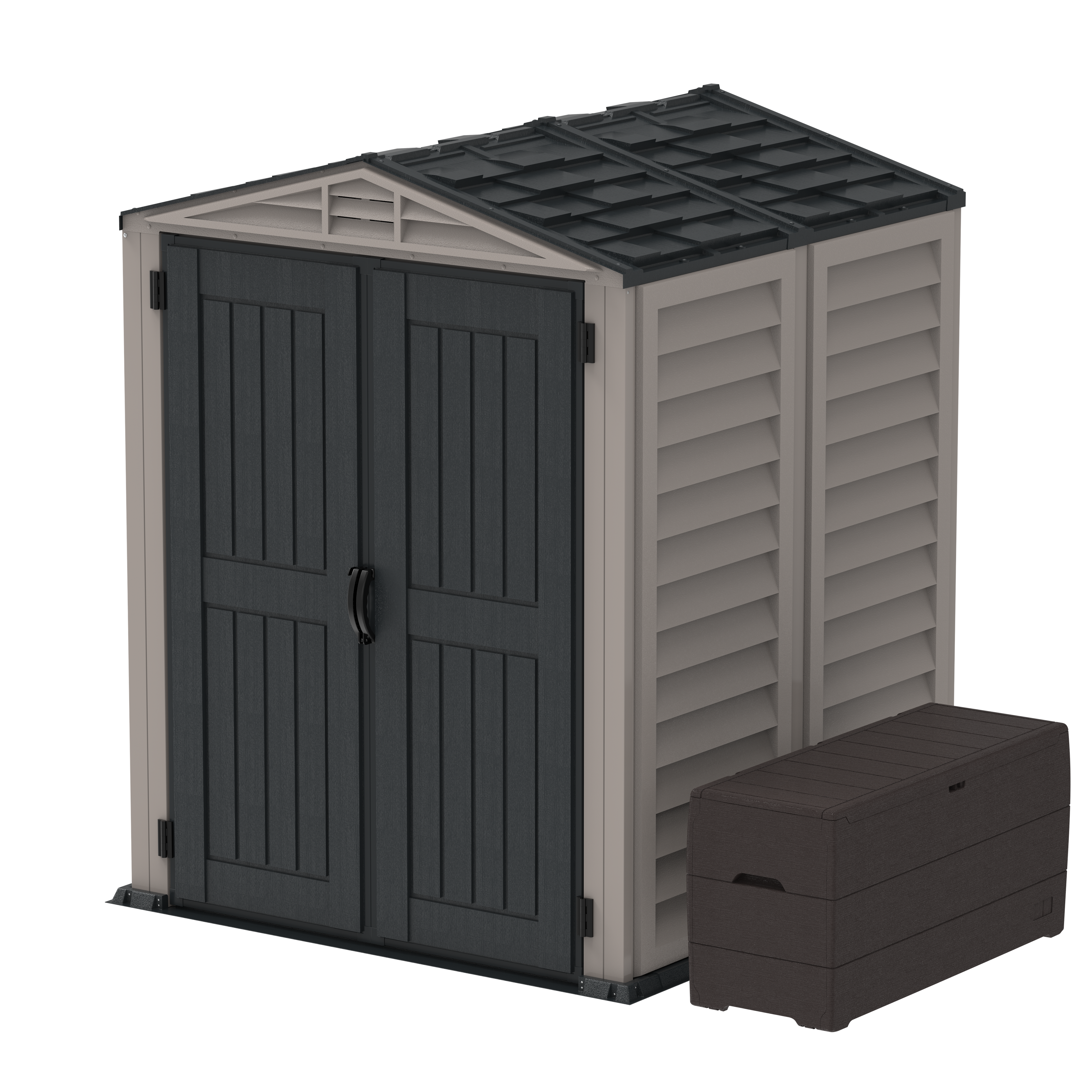 Duramax YardMate Plus 5 ft. 6 in. x 5ft. 6 in. Gray Plastic Vinyl Storage Shed with Molded Floor 35525