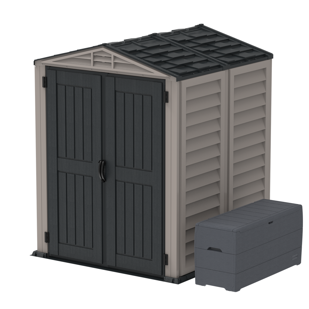 Duramax YardMate Plus 5 ft. 6 in. x 5ft. 6 in. Gray Plastic Vinyl Storage Shed with Molded Floor 35525