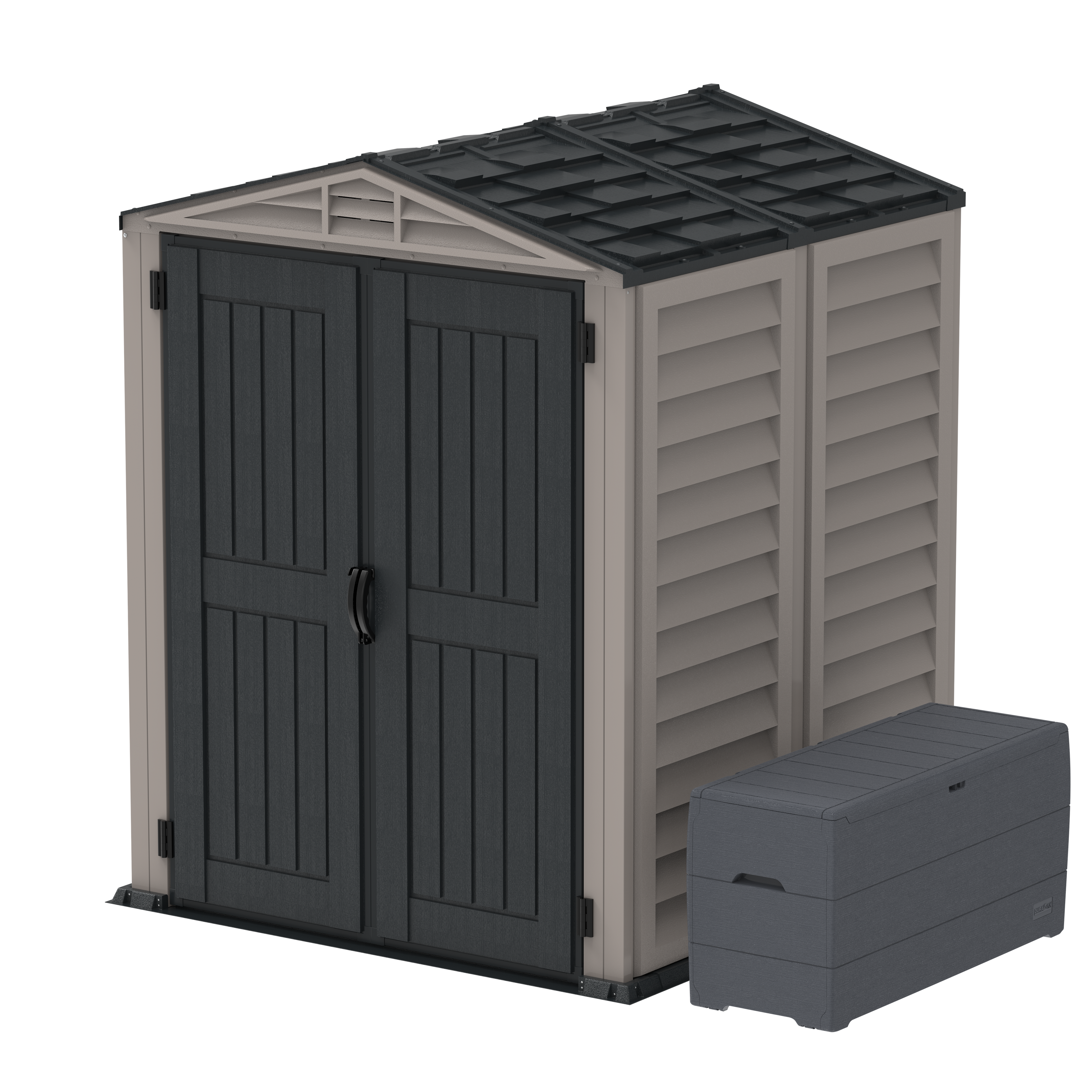 Duramax YardMate Plus 5 ft. 6 in. x 5ft. 6 in. Gray Plastic Vinyl Storage Shed with Molded Floor 35525