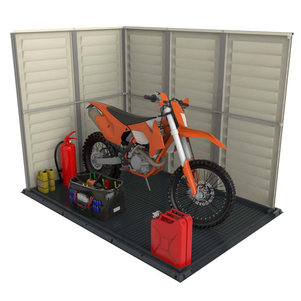 DuraMax YardMate Plus 5 ft. 6 in. x 8ft. Gray Plastic Vinyl Storage Shed with Molded Floor 35825