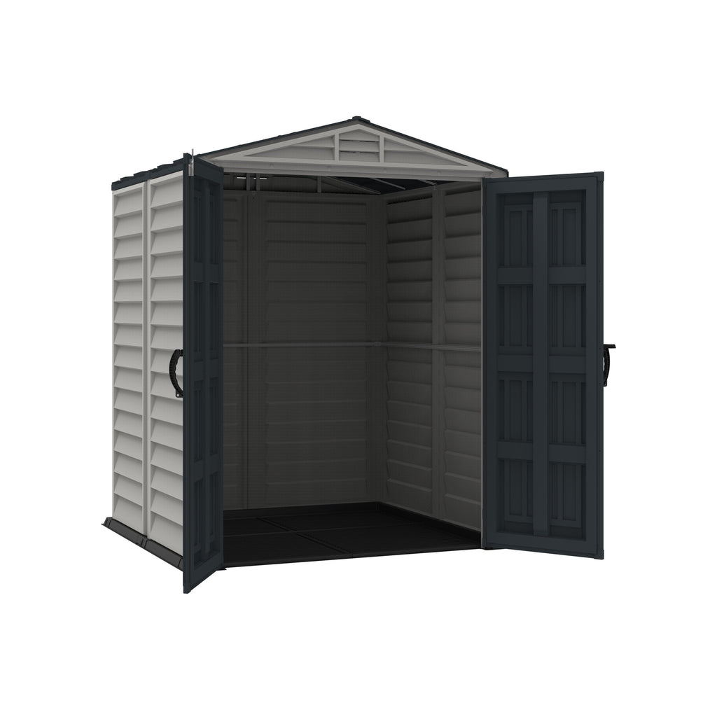 Duramax YardMate Plus 5 ft. 6 in. x 5ft. 6 in. Gray Plastic Vinyl Storage Shed with Molded Floor 35525