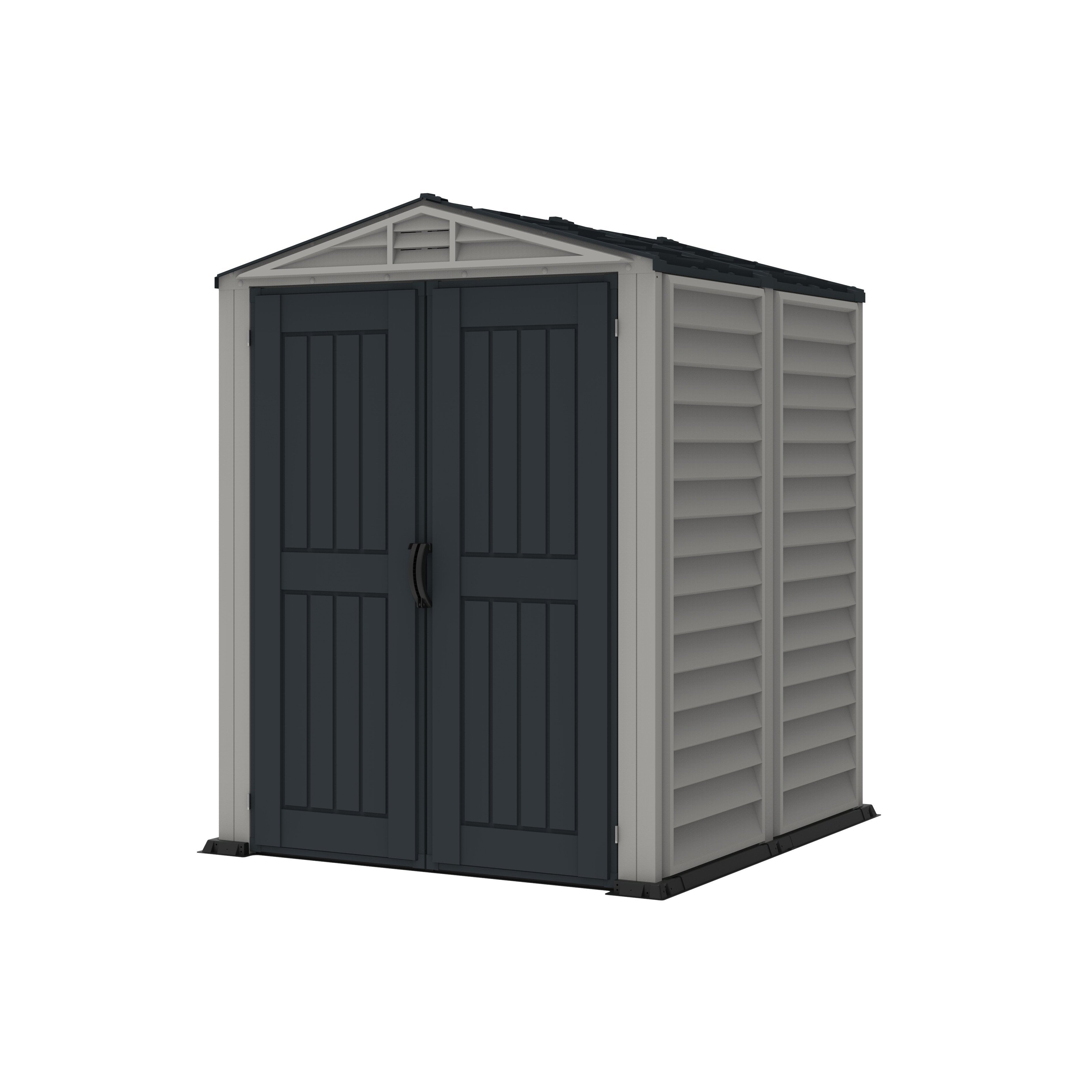 Duramax YardMate Plus 5 ft. 6 in. x 5ft. 6 in. Gray Plastic Vinyl Storage Shed with Molded Floor 35525
