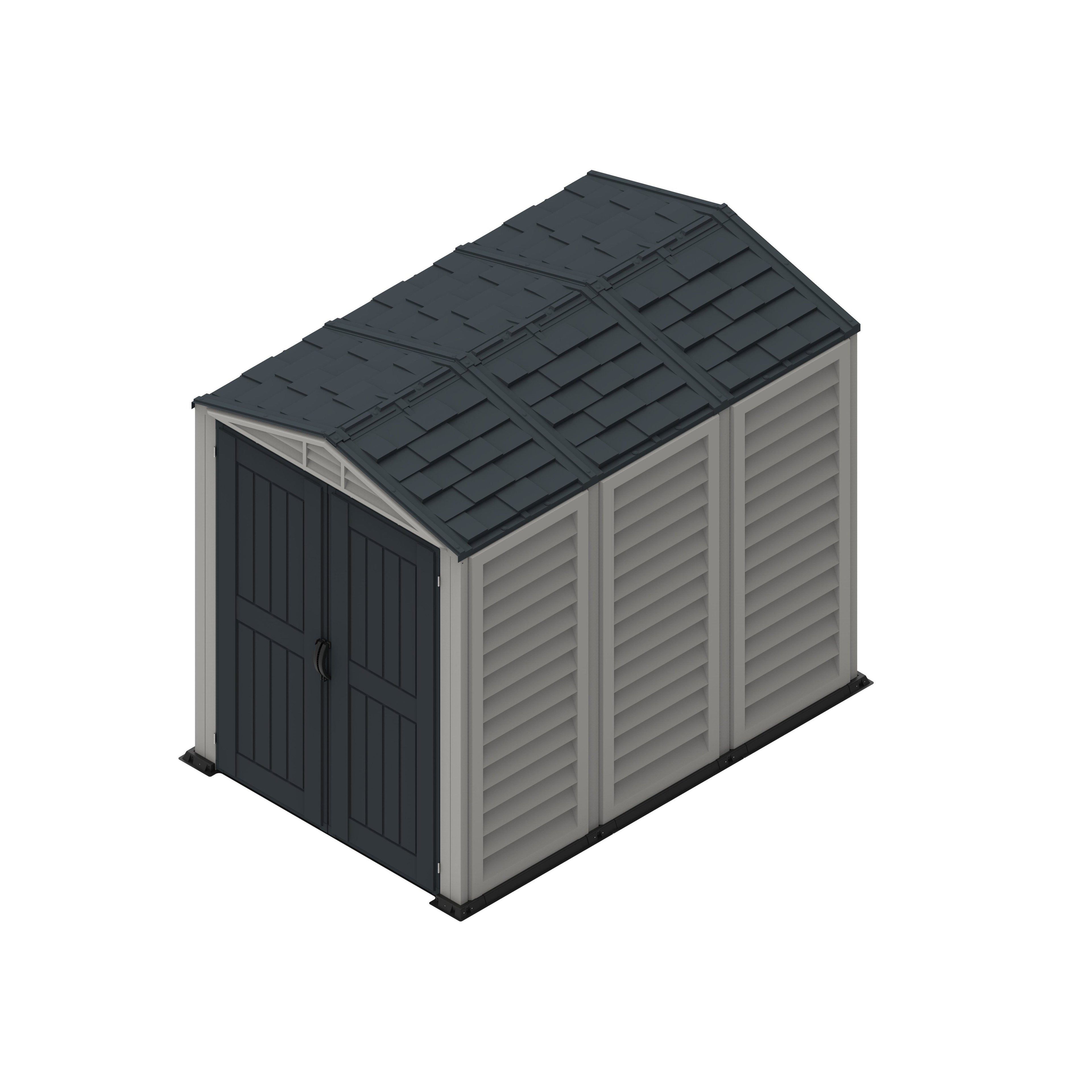 DuraMax YardMate Plus 5 ft. 6 in. x 8ft. Gray Plastic Vinyl Storage Shed with Molded Floor 35825