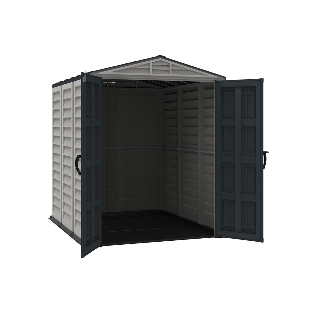 DuraMax YardMate Plus 5 ft. 6 in. x 8ft. Gray Plastic Vinyl Storage Shed with Molded Floor 35825