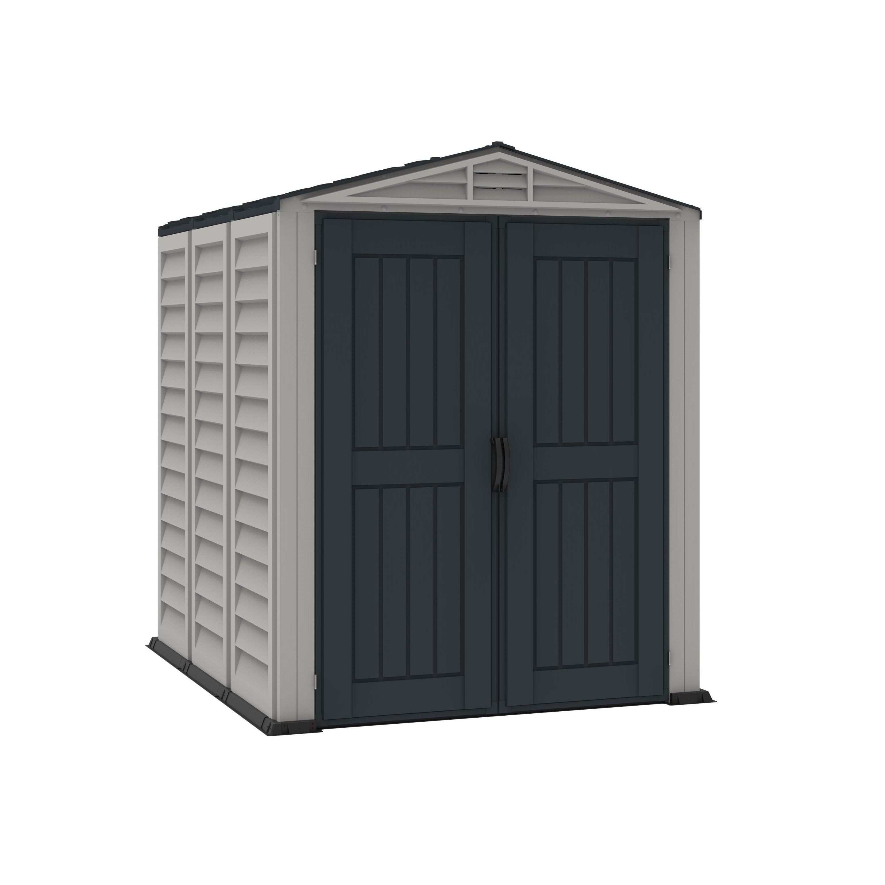 DuraMax YardMate Plus 5 ft. 6 in. x 8ft. Gray Plastic Vinyl Storage Shed with Molded Floor 35825