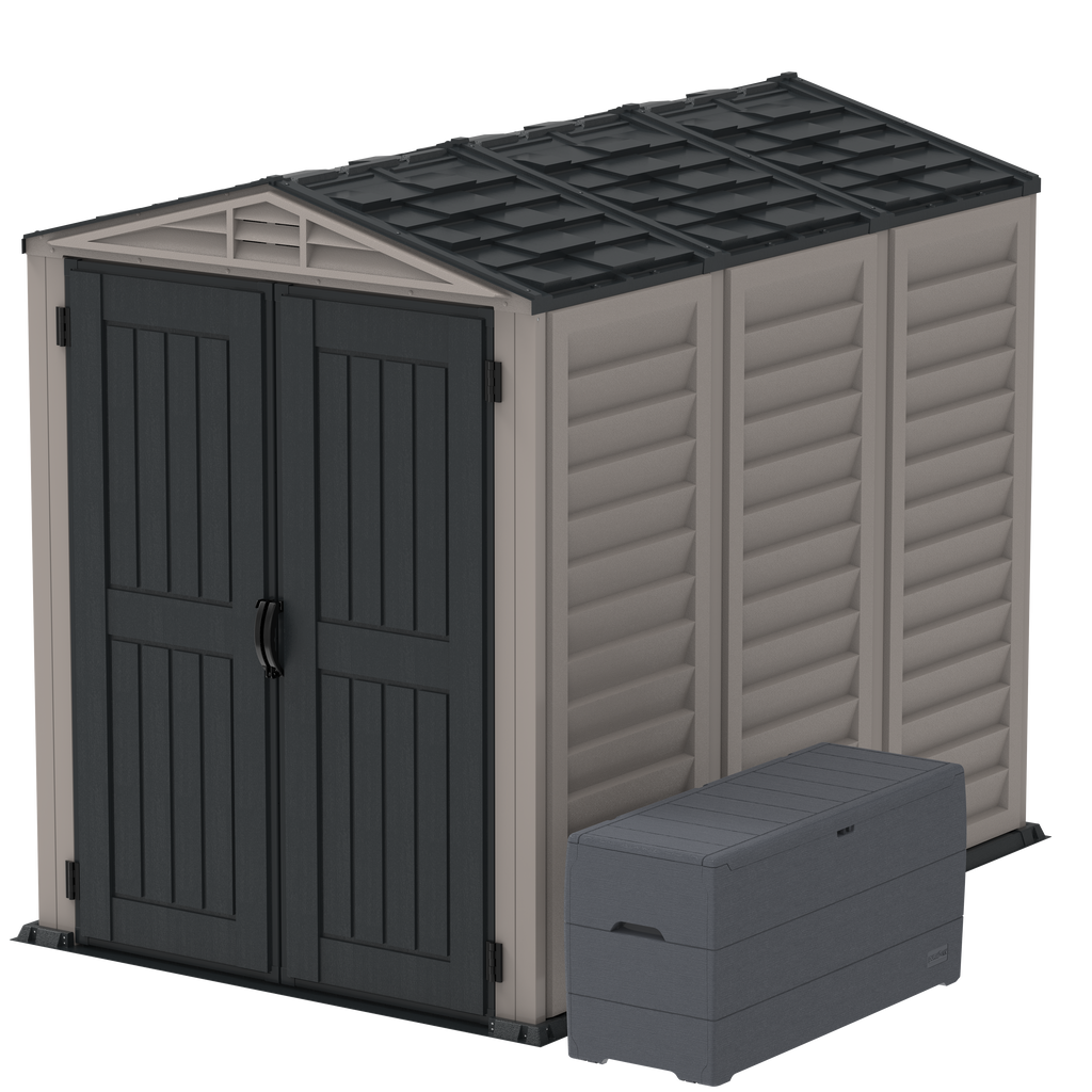 DuraMax YardMate Plus 5 ft. 6 in. x 8ft. Gray Plastic Vinyl Storage Shed with Molded Floor 35825