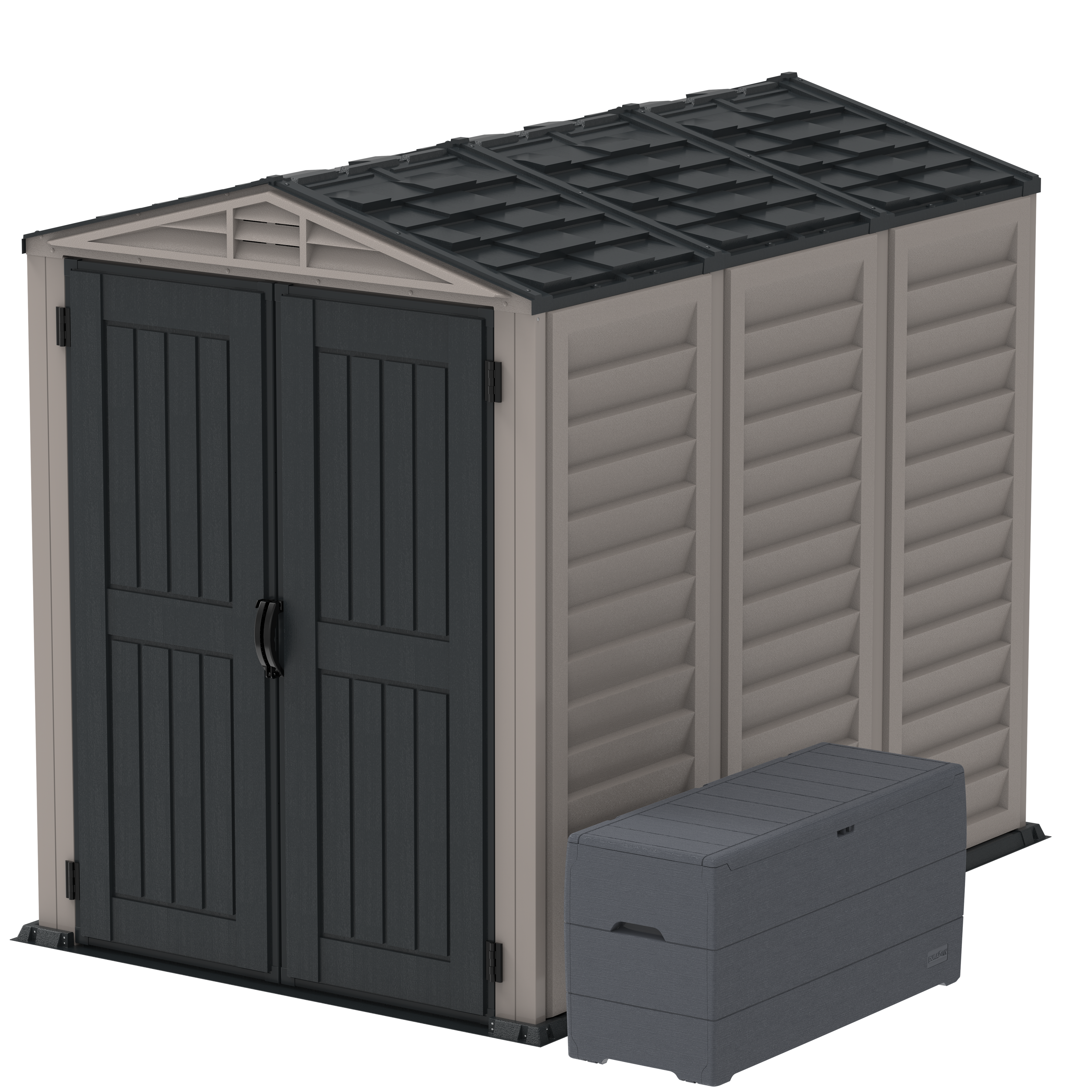 DuraMax YardMate Plus 5 ft. 6 in. x 8ft. Gray Plastic Vinyl Storage Shed with Molded Floor 35825