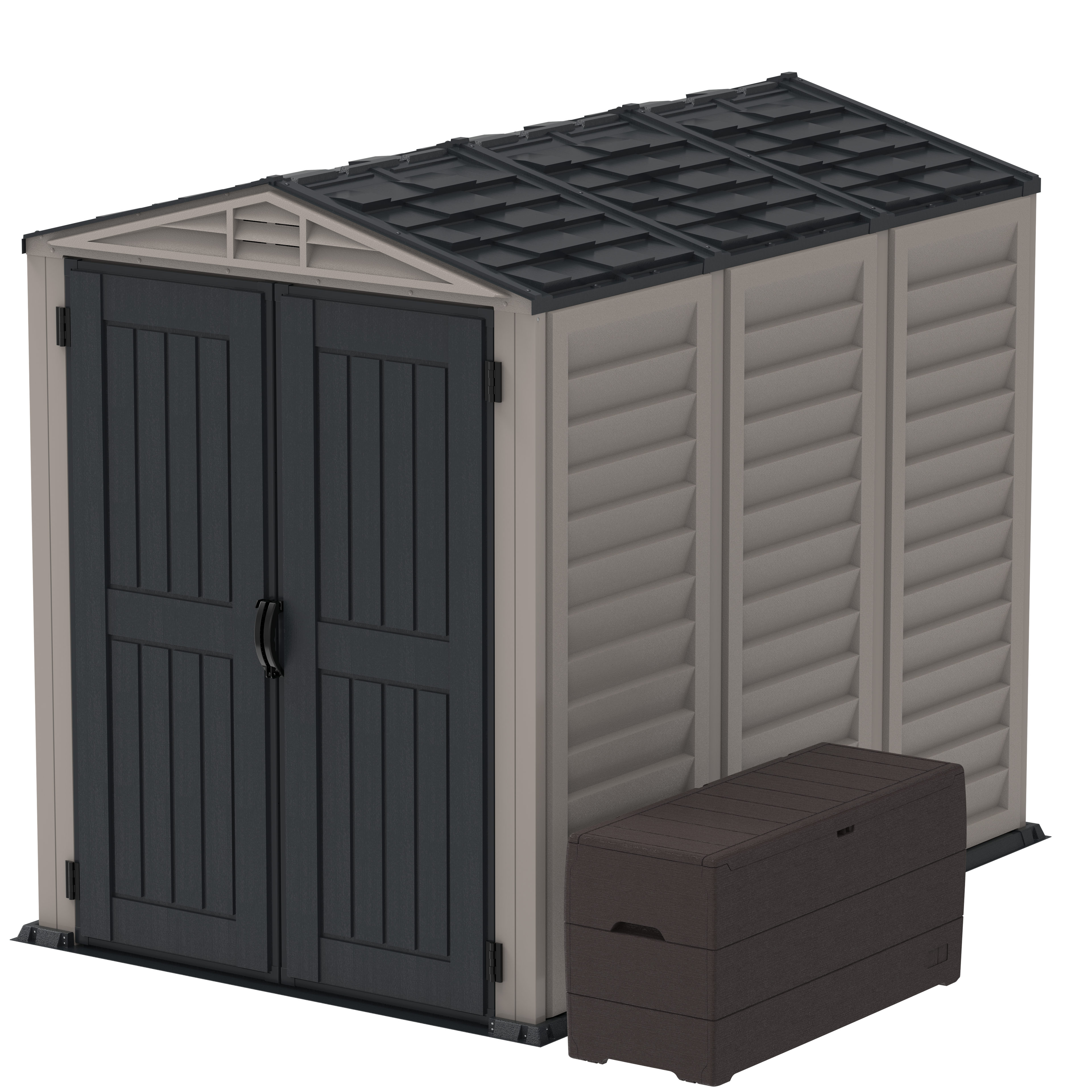 DuraMax YardMate Plus 5 ft. 6 in. x 8ft. Gray Plastic Vinyl Storage Shed with Molded Floor 35825