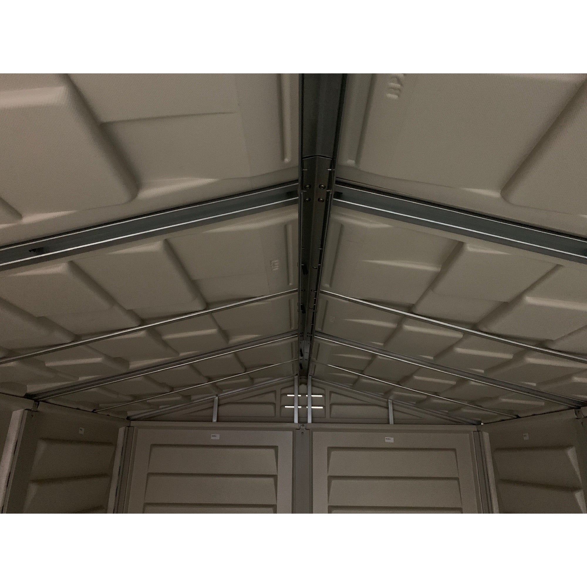 DuraMax YardMate Plus 5 ft. 6 in. x 8ft. Gray Plastic Vinyl Storage Shed with Molded Floor 35825