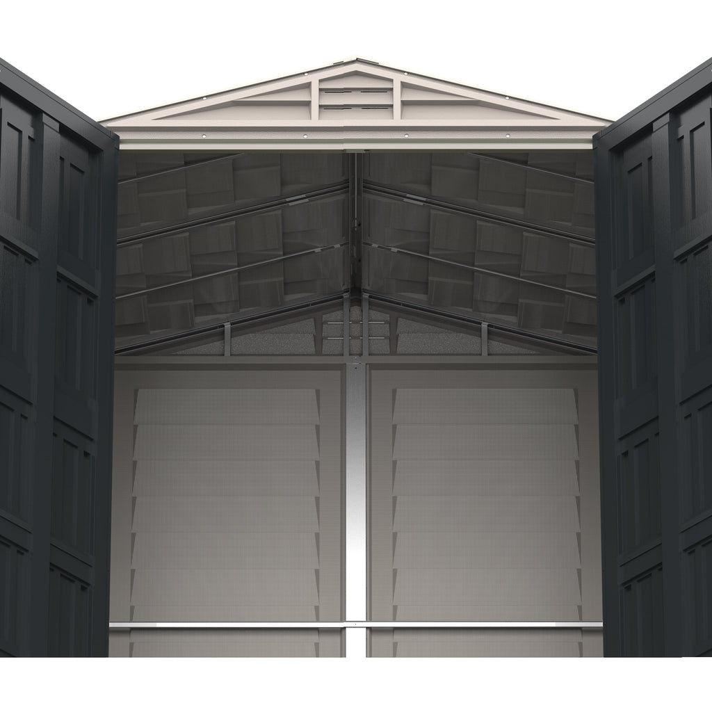 DuraMax YardMate Plus 5 ft. 6 in. x 8ft. Gray Plastic Vinyl Storage Shed with Molded Floor 35825