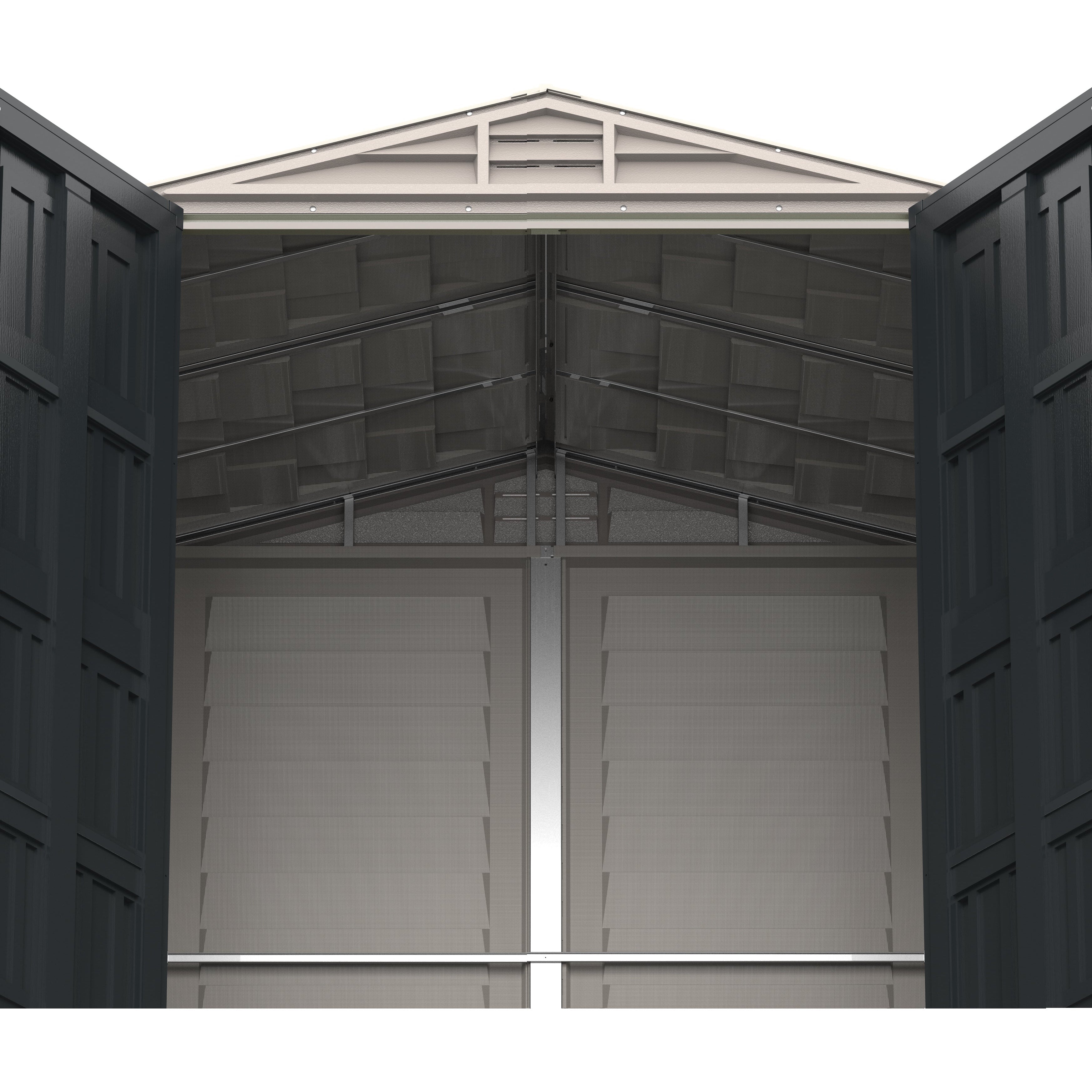 DuraMax YardMate Plus 5 ft. 6 in. x 8ft. Gray Plastic Vinyl Storage Shed with Molded Floor 35825