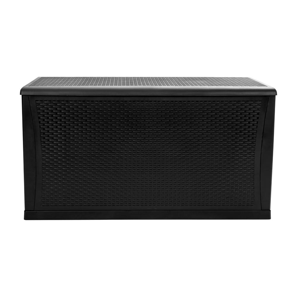120 Gallon Plastic Deck Box - Waterproof Storage Box, Black