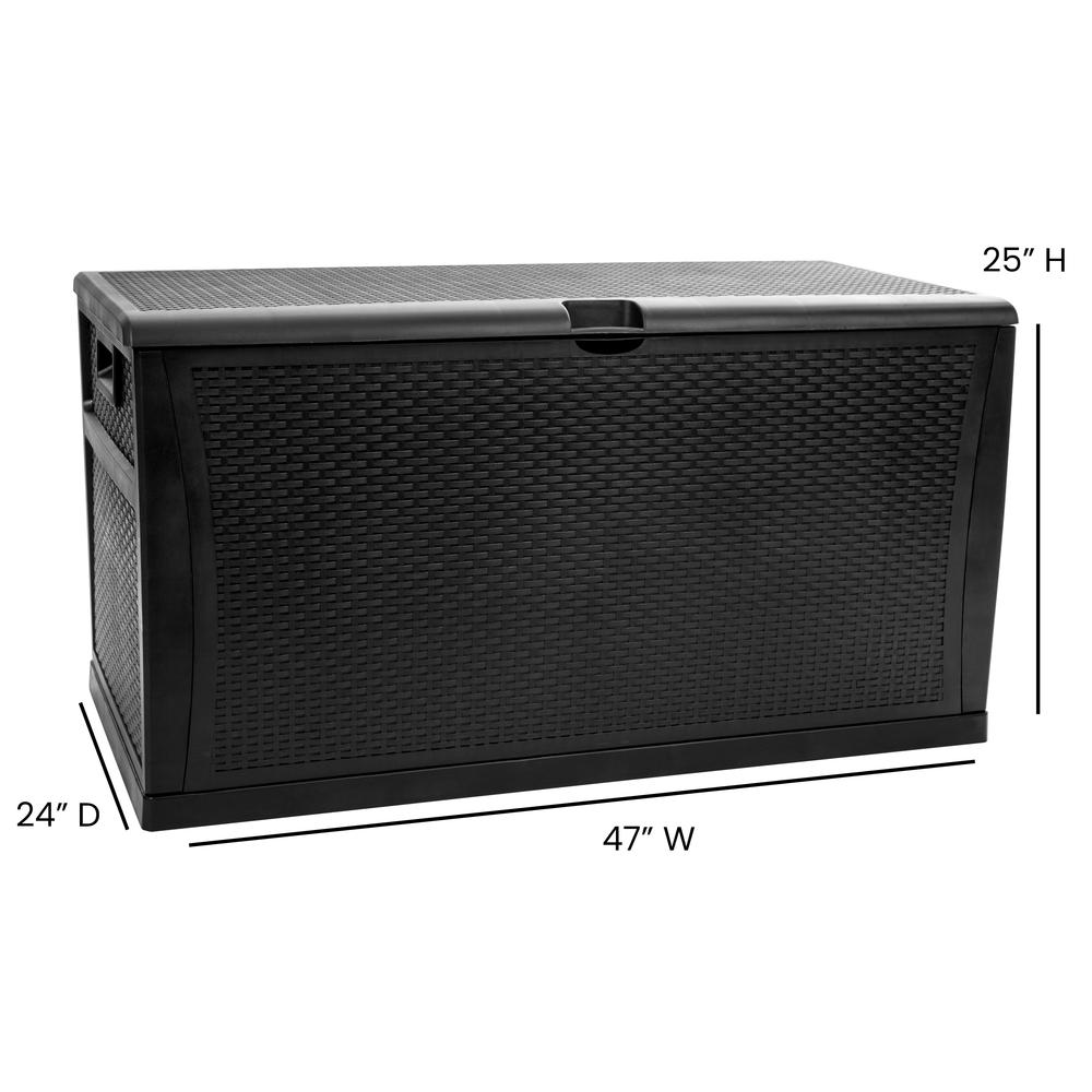 120 Gallon Plastic Deck Box - Waterproof Storage Box, Black