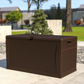 120 Gallon Plastic Deck Box - Waterproof Storage Box, Brown