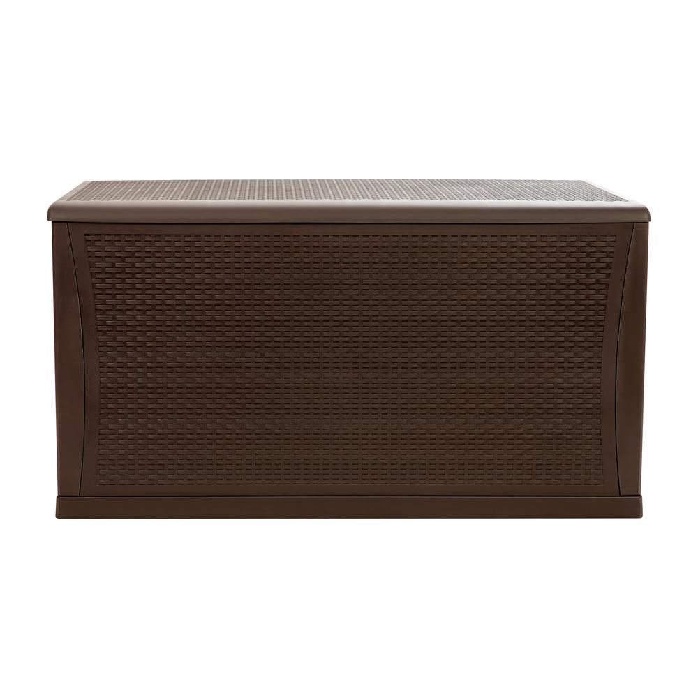 120 Gallon Plastic Deck Box - Waterproof Storage Box, Brown