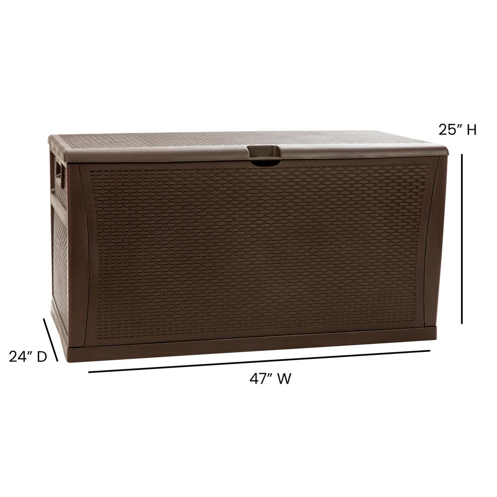 120 Gallon Plastic Deck Box - Waterproof Storage Box, Brown