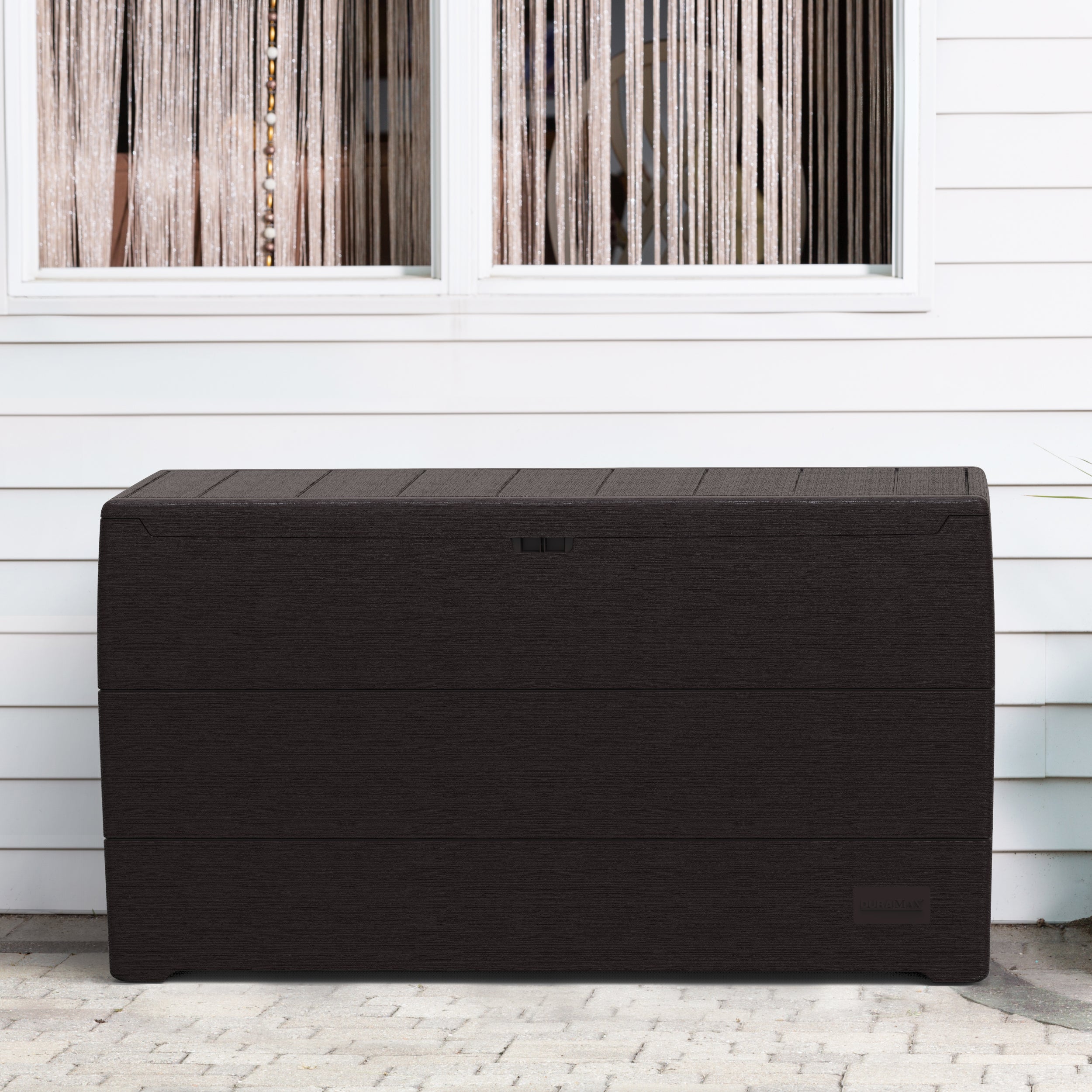 Duramax 71 Gallon Outdoor Resin Deck Box, Garden Furniture Organizer Brown
