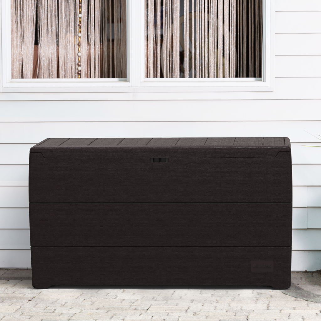 Duramax 71 Gallon Outdoor Resin Deck Box, Garden Furniture Organizer Brown