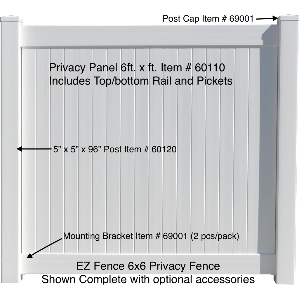 EZ Fence Vinyl Privacy Fence 6ft. x 6ft. White