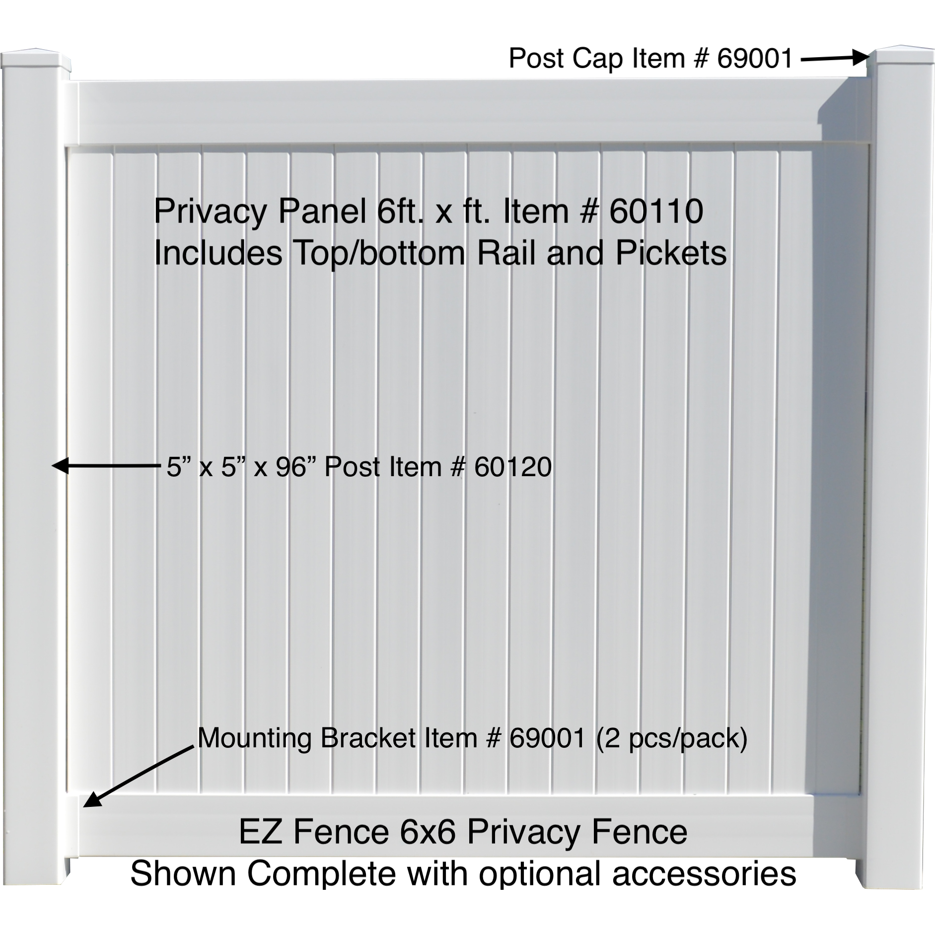 EZ Fence Vinyl Privacy Fence 6ft. x 6ft. White