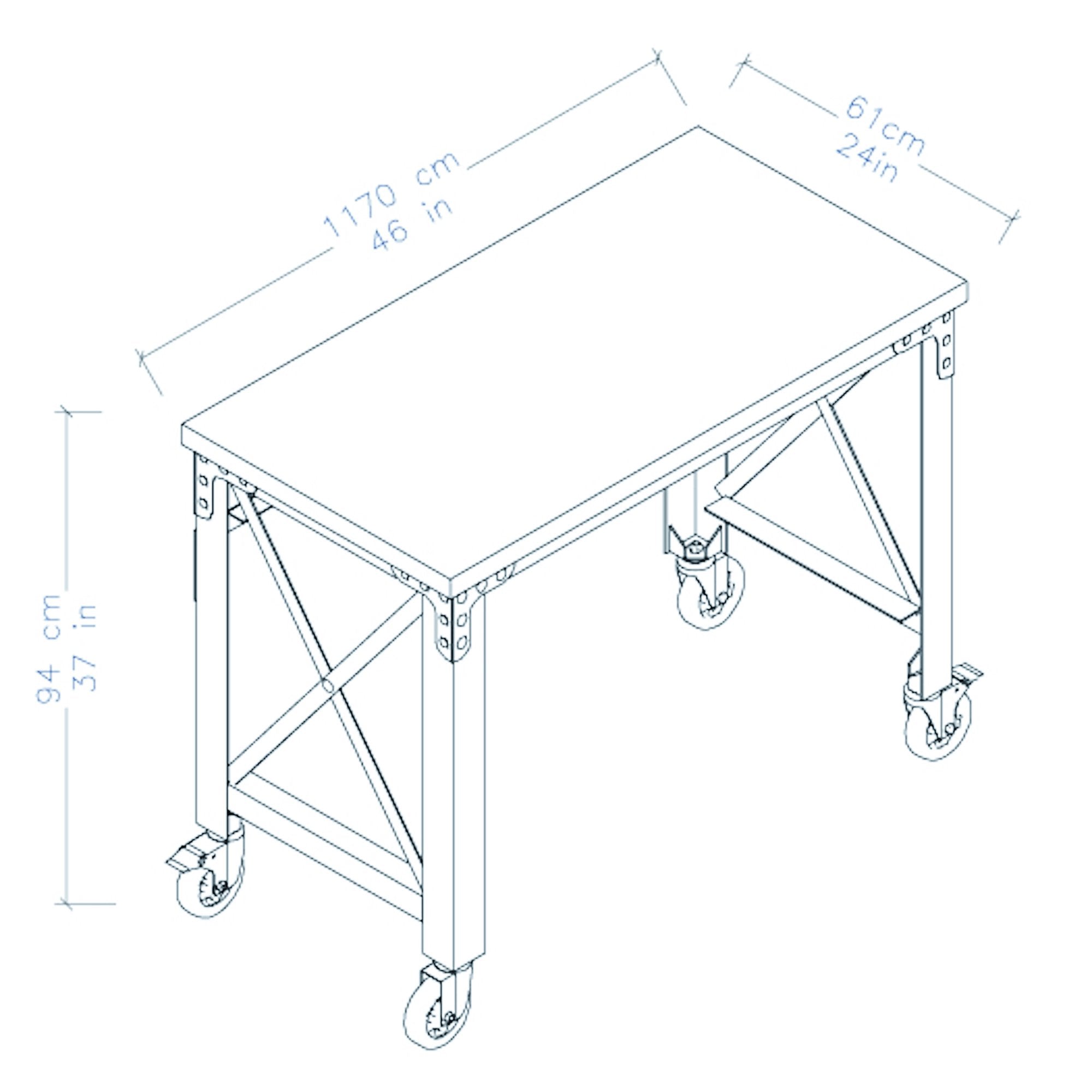 Duramax Rolling Industrial Desk with Wooden Top (4 Size Options)
