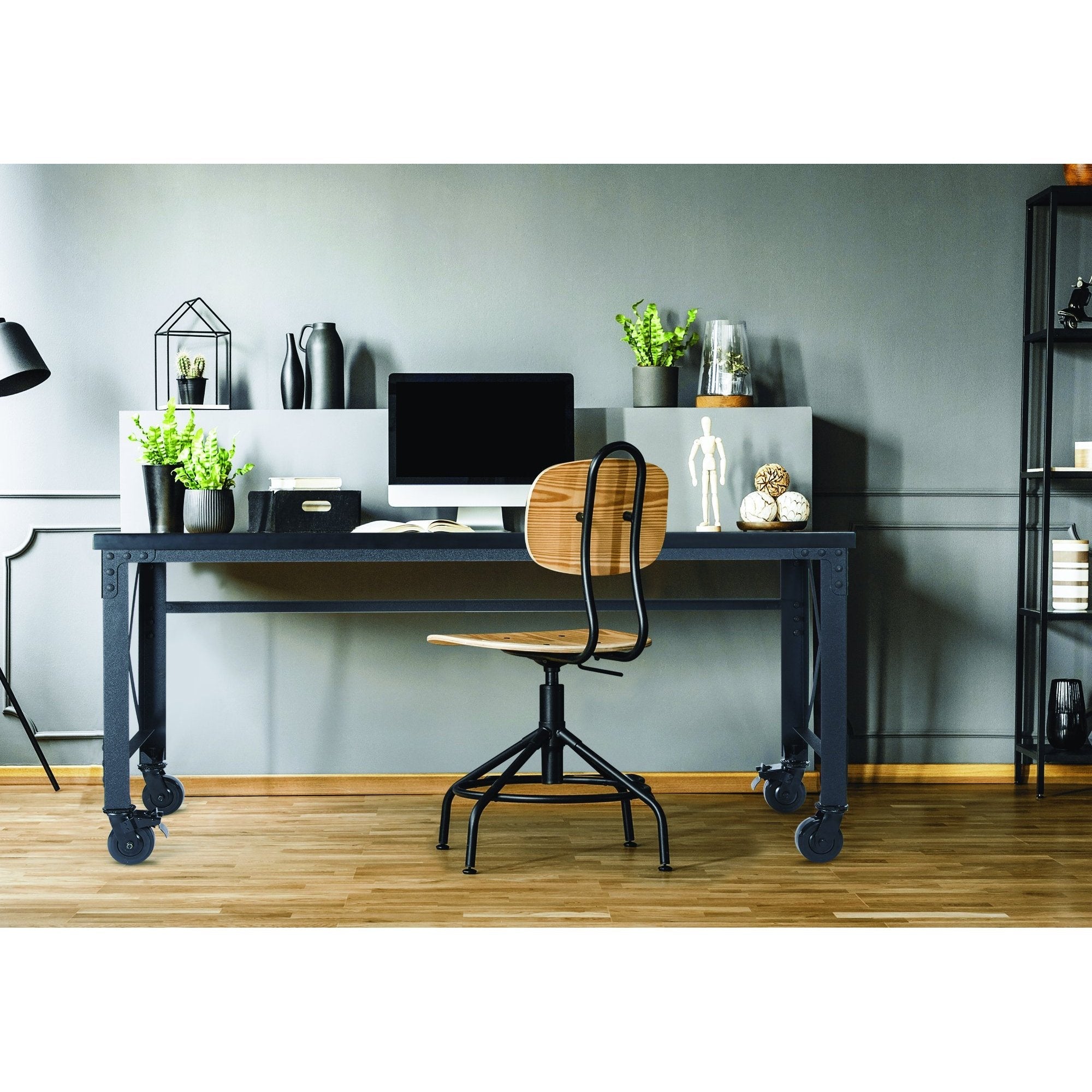 Duramax Rolling Industrial Desk with Wooden Top (4 Size Options)