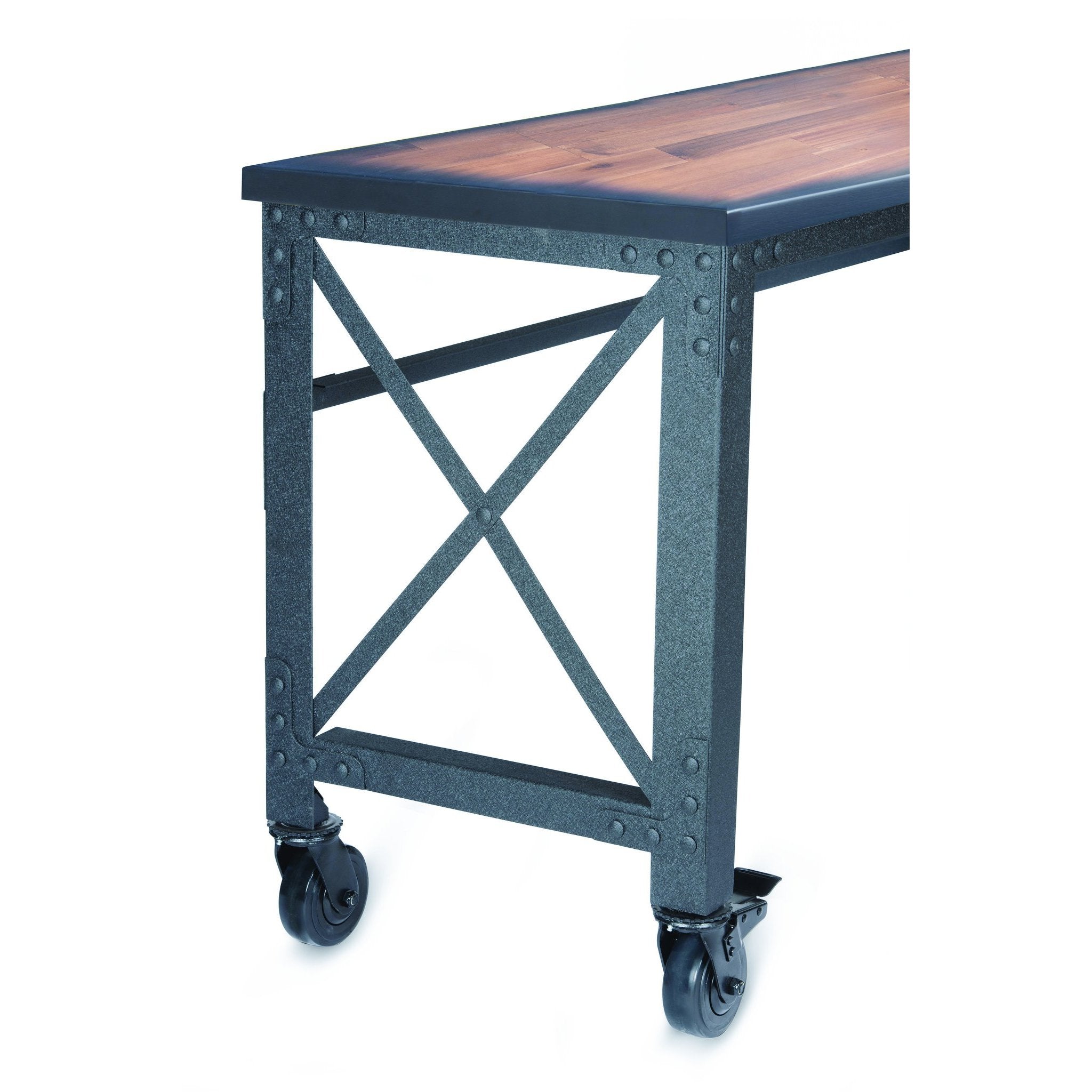 Duramax Rolling Industrial Desk with Wooden Top (4 Size Options)