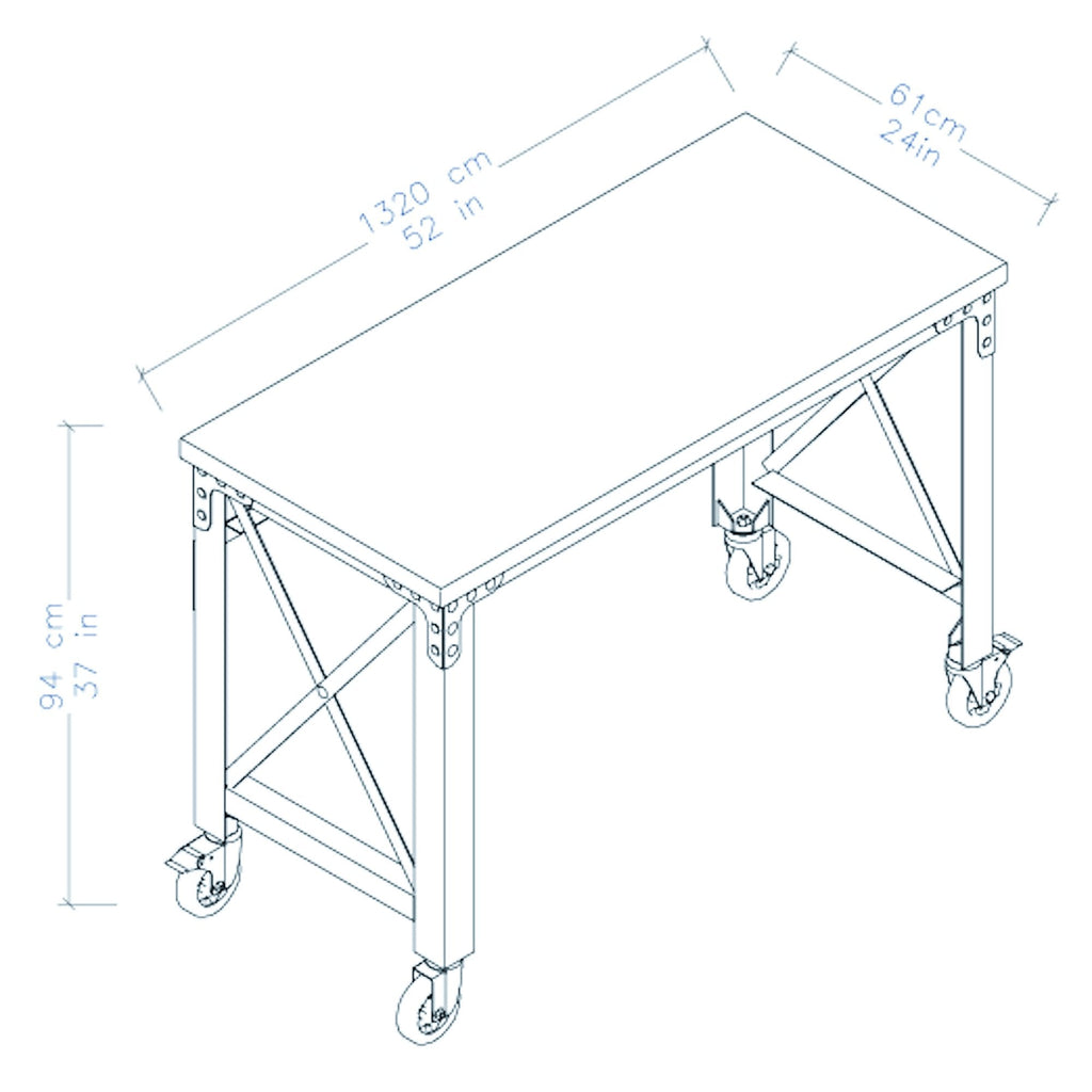 Duramax Rolling Industrial Desk with Wooden Top (4 Size Options)