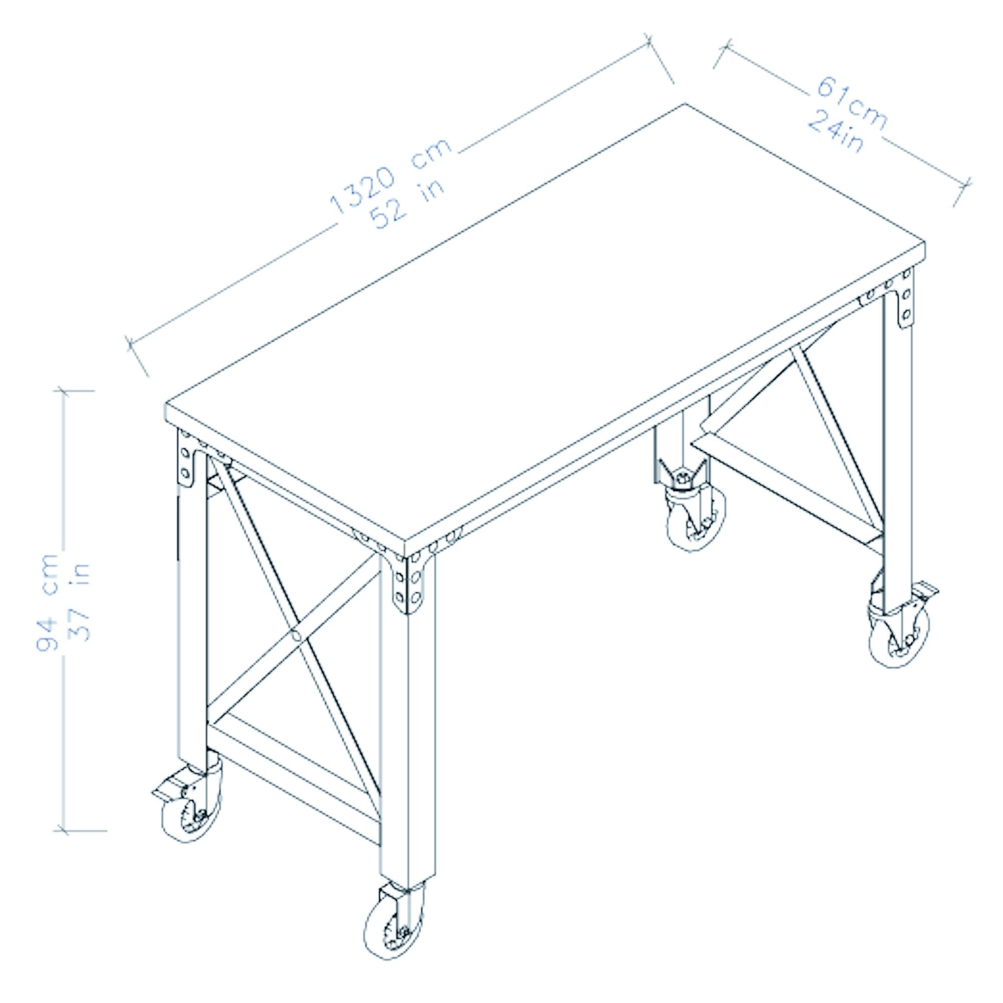 Duramax Rolling Industrial Desk with Wooden Top (4 Size Options)