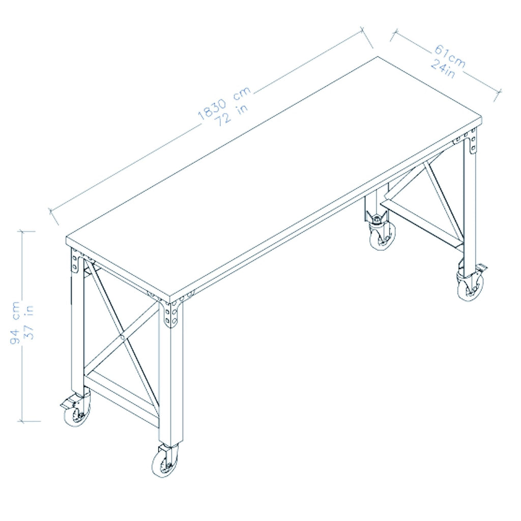 Duramax Rolling Industrial Desk with Wooden Top (4 Size Options)