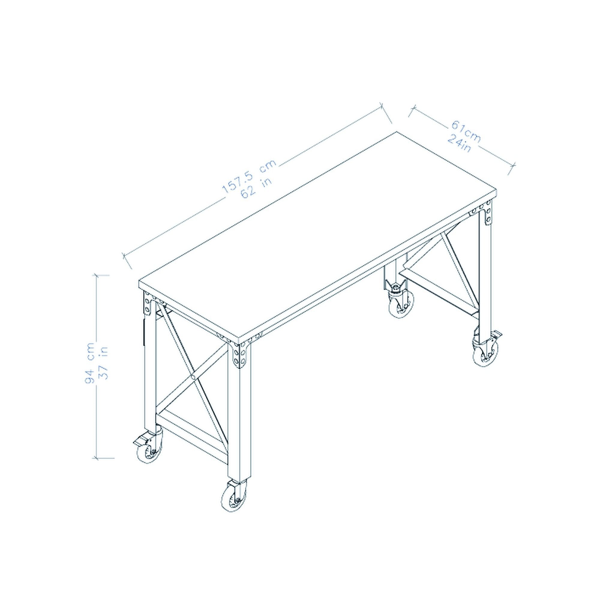 Duramax Rolling Industrial Desk with Wooden Top (4 Size Options)